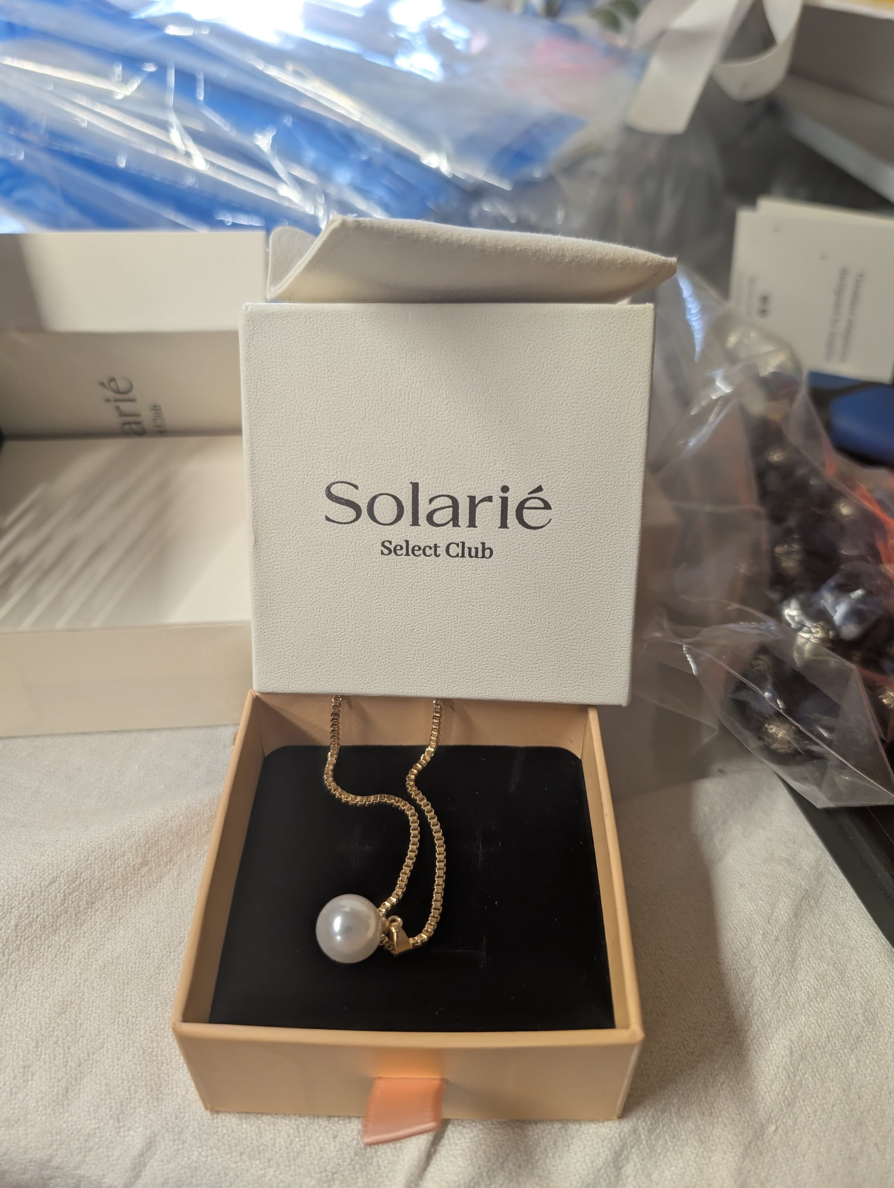 Solarié Pearl Pendant Necklace Gold Chain - Thumbnail 2