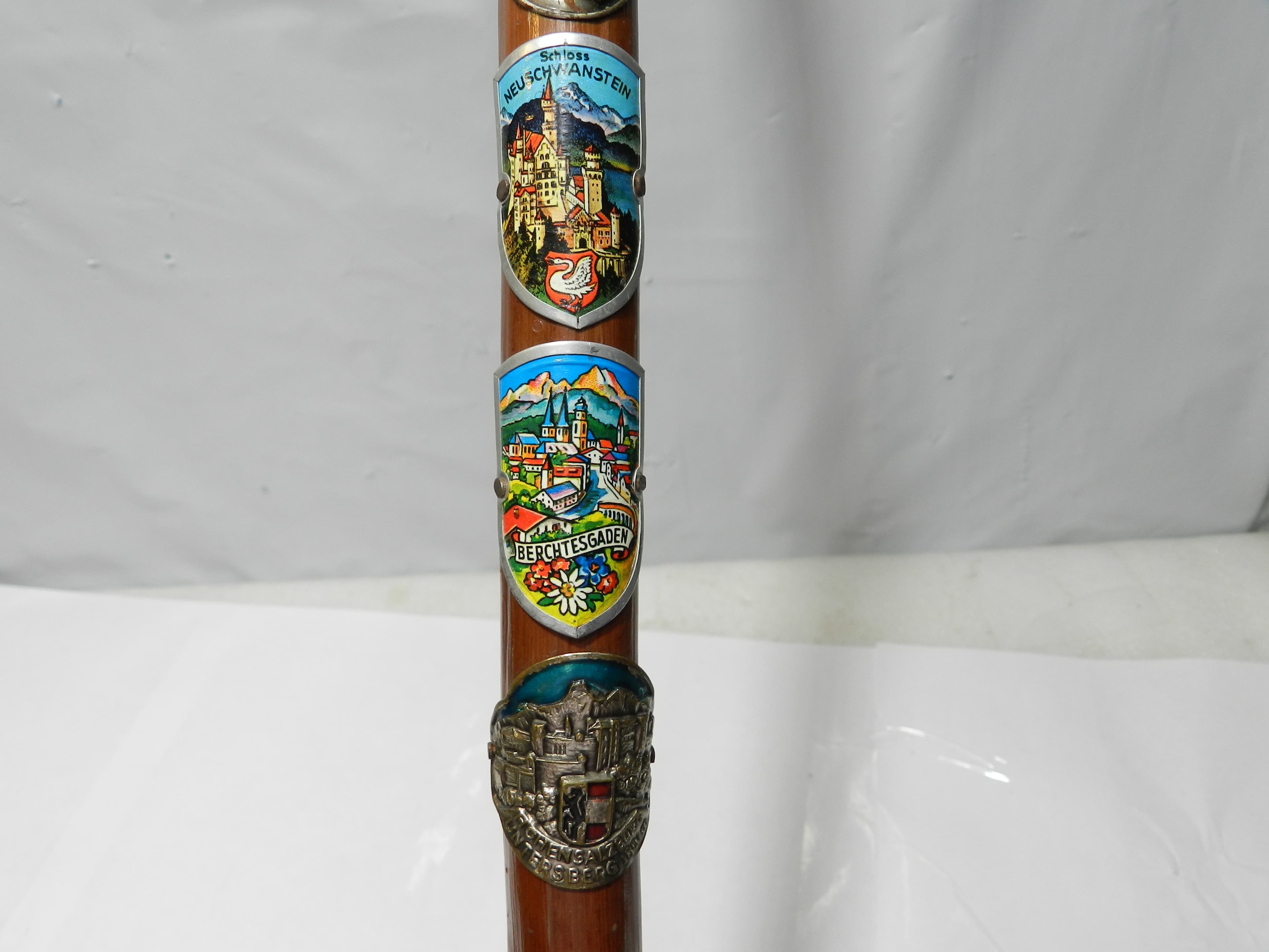 Vintage German Ice Pick Walking Stick Cane (Wanderstock) w/ Badges 32"  N86J - Thumbnail 8