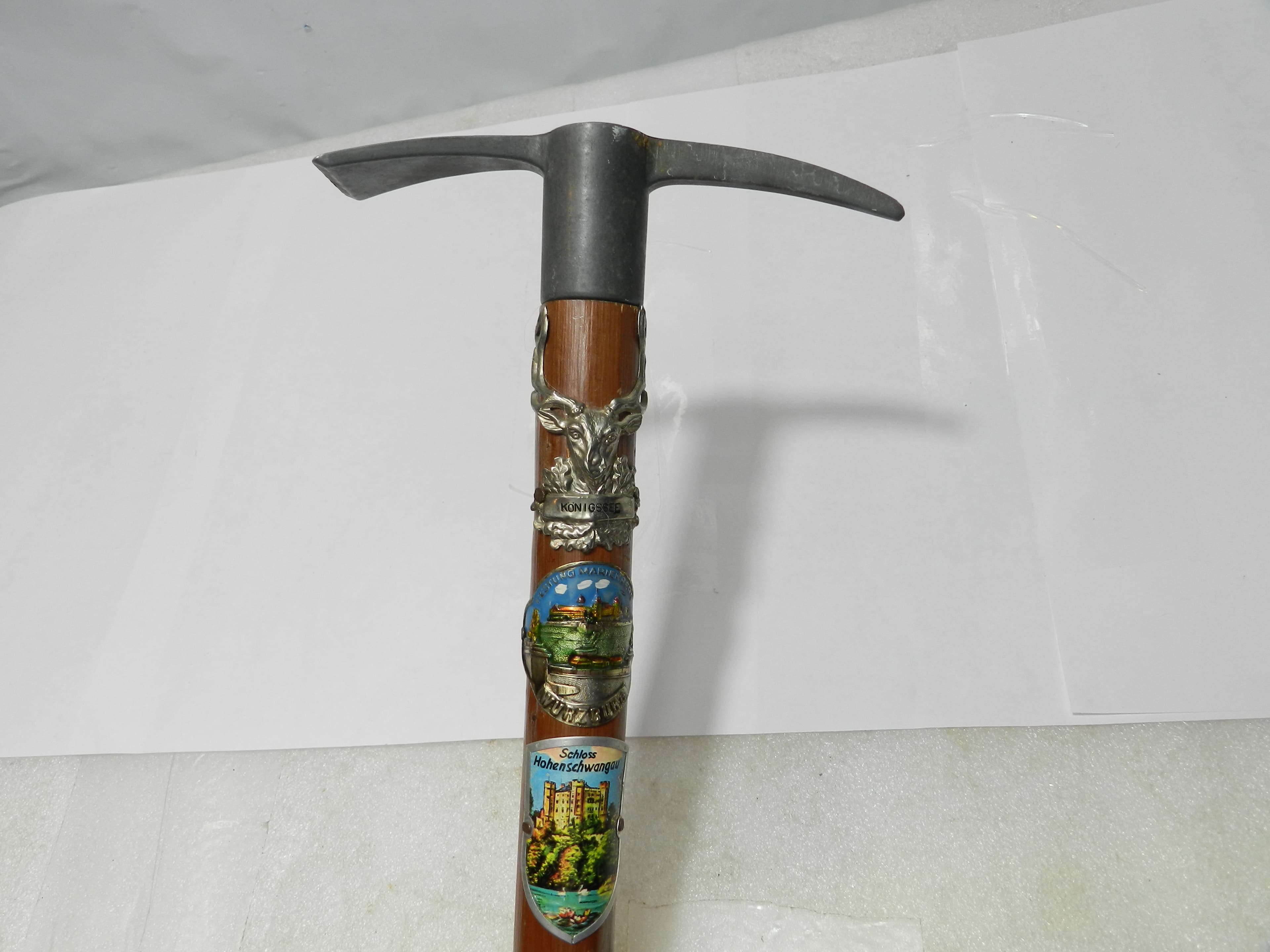 Vintage German Ice Pick Walking Stick Cane (Wanderstock) w/ Badges 32"  N86J - Thumbnail 11