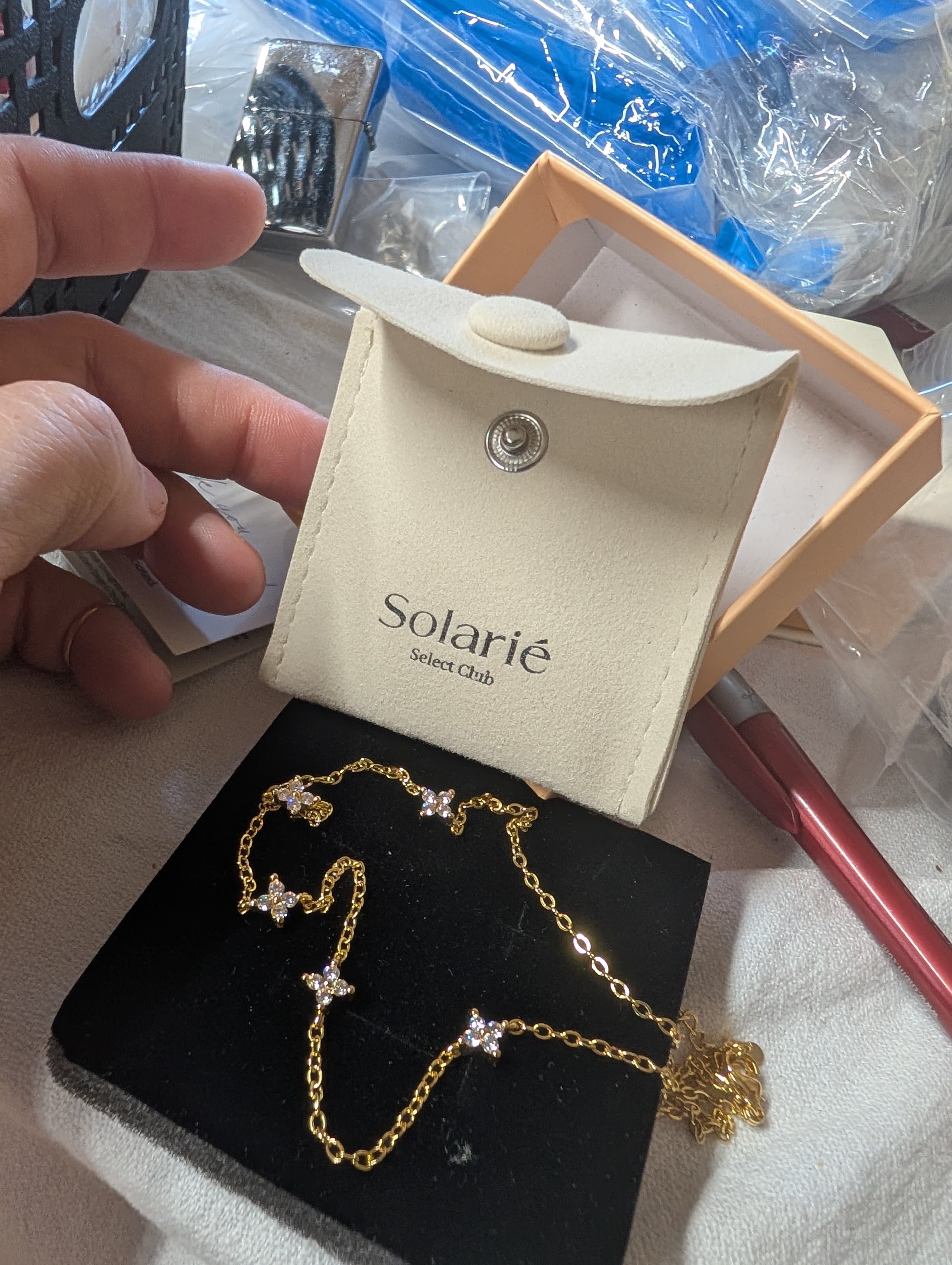 Solarié Gold Necklace with Crystal Accents - Thumbnail 3