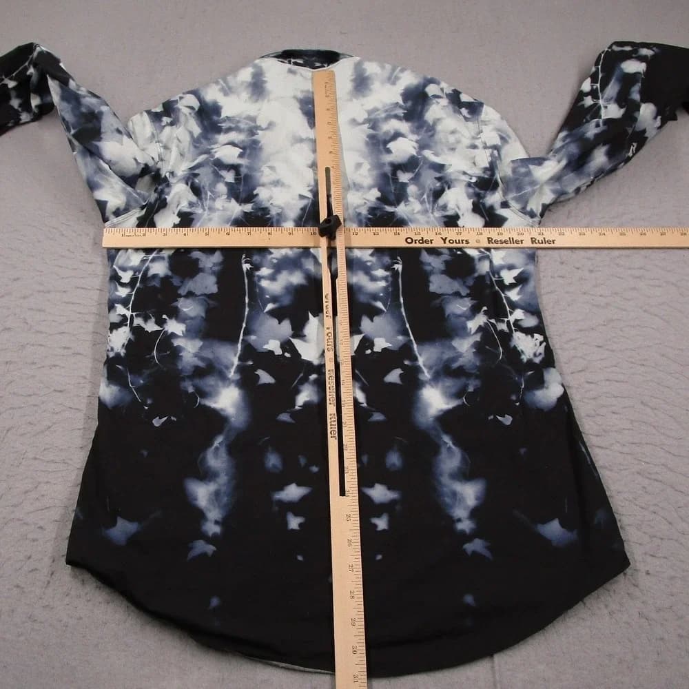 Alexander McQueen Mens Leaf Print Button Up Shirt Black White Italy 50 - Thumbnail 3