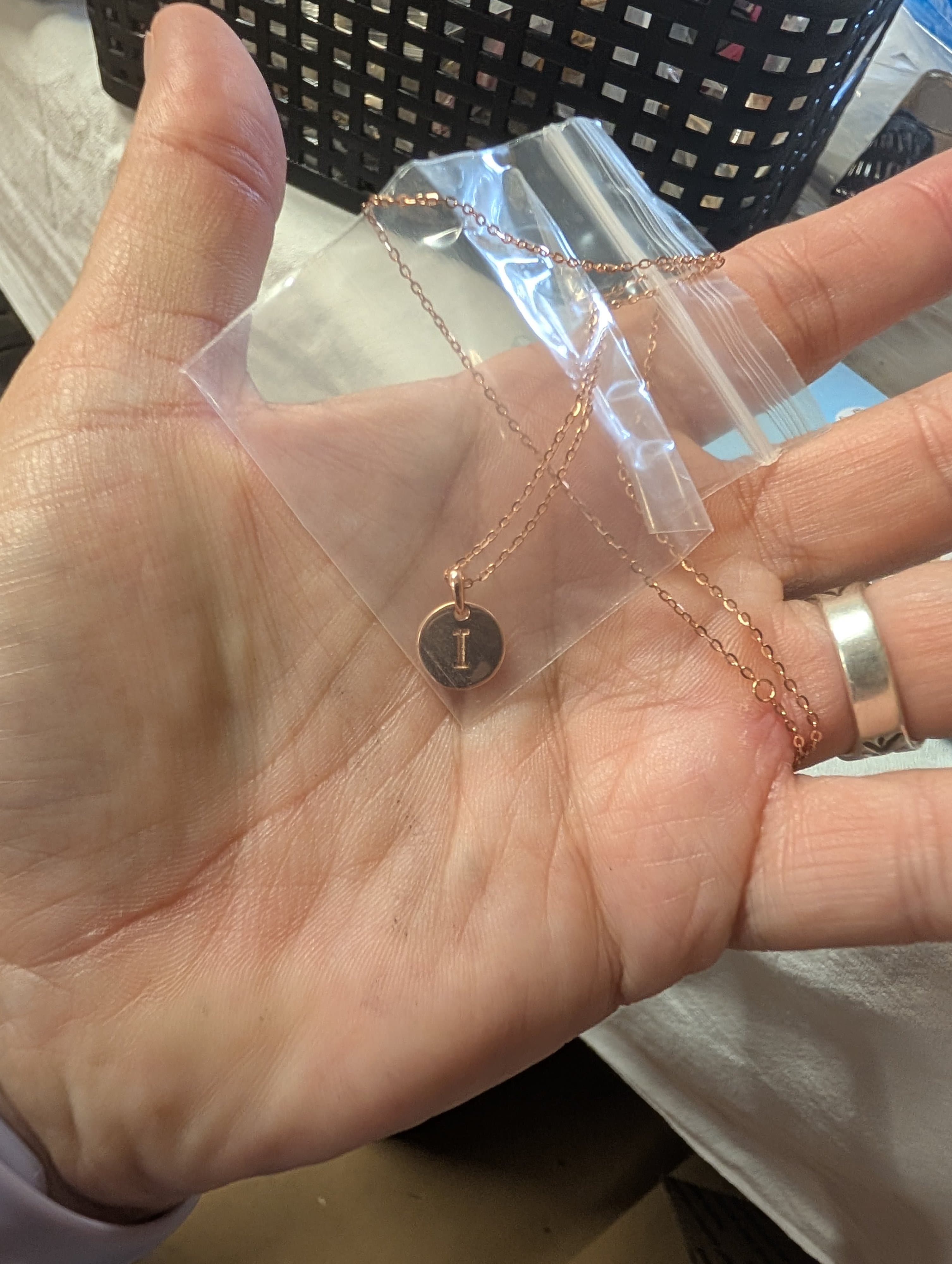 Rose Gold Initial 'I' Pendant Necklace - Thumbnail 3