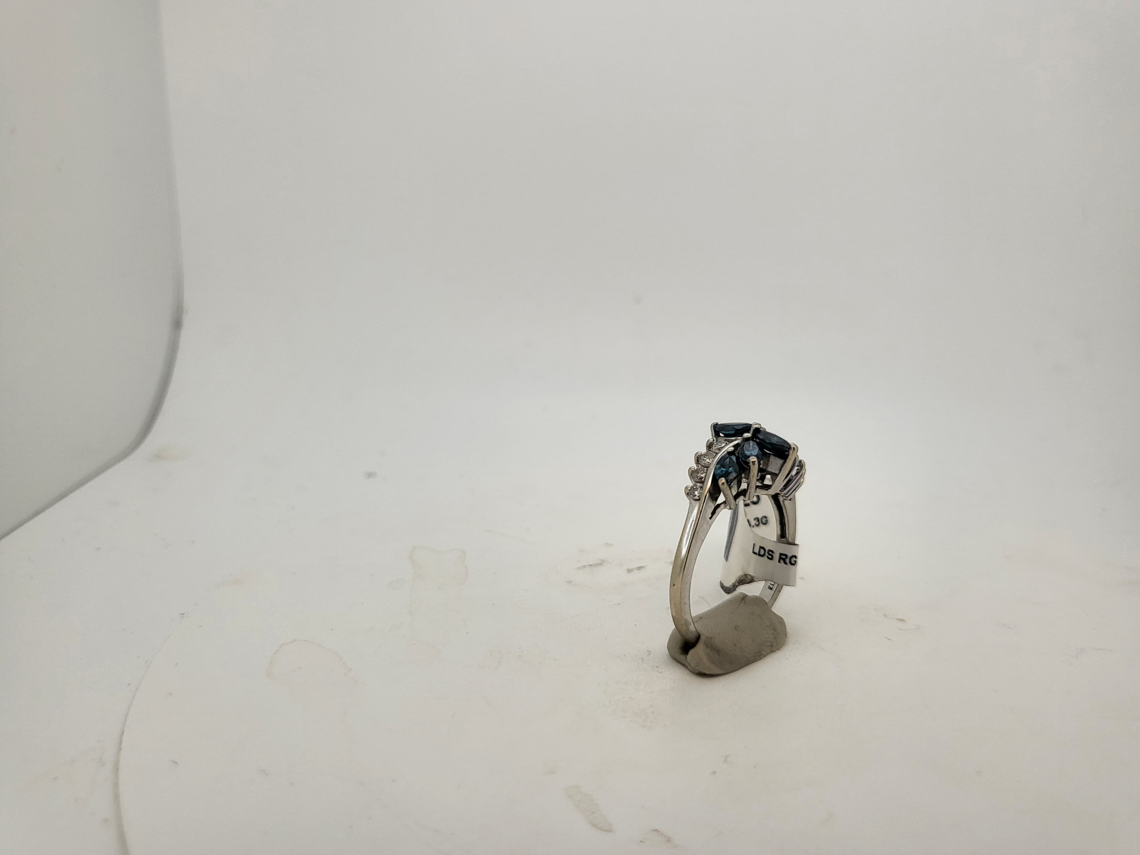 14K White Gold Ring with Blue and White Stones, 2.08 CTW - Thumbnail 4