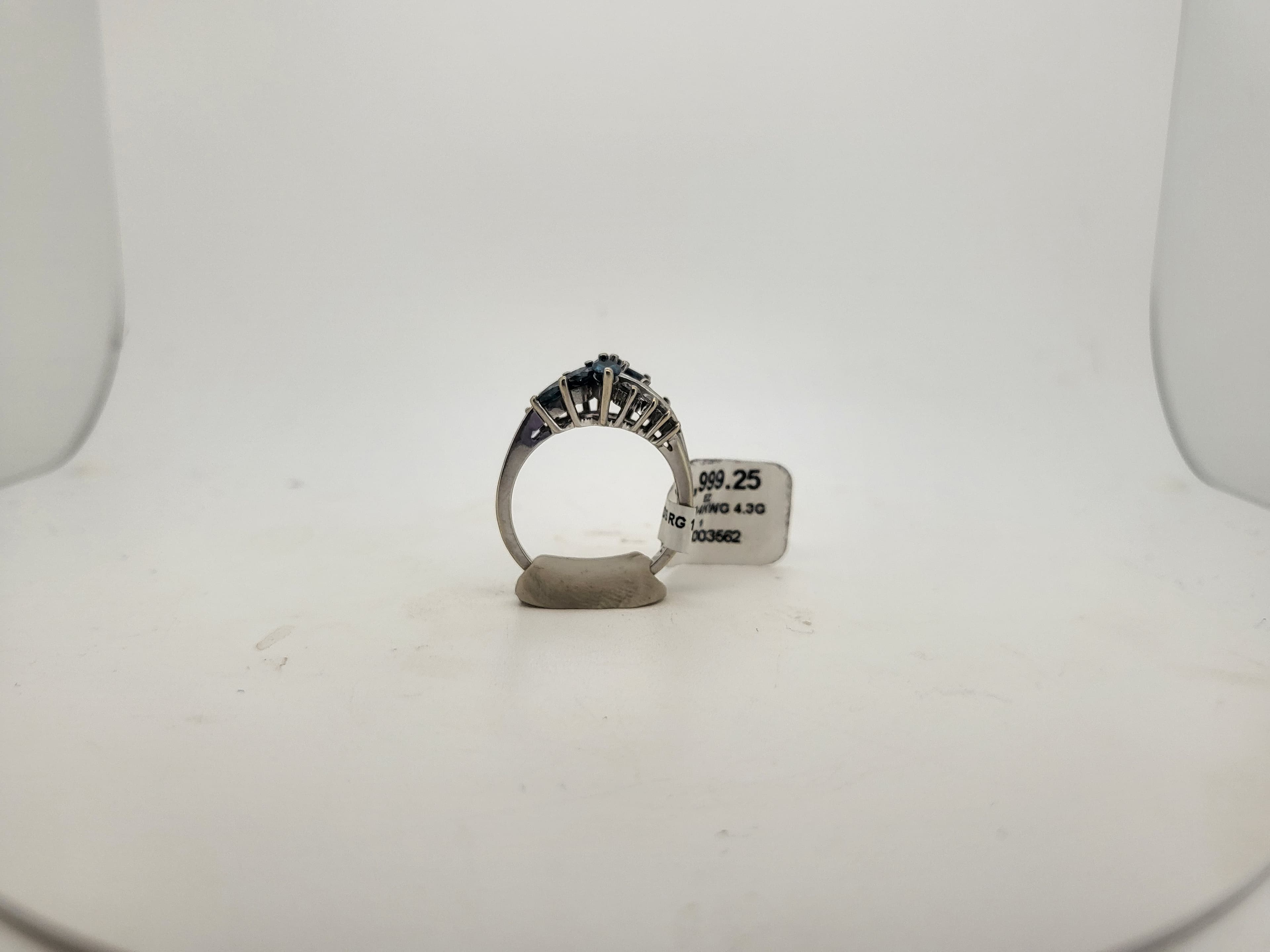 14K White Gold Ring with Blue and White Stones, 2.08 CTW - Thumbnail 6
