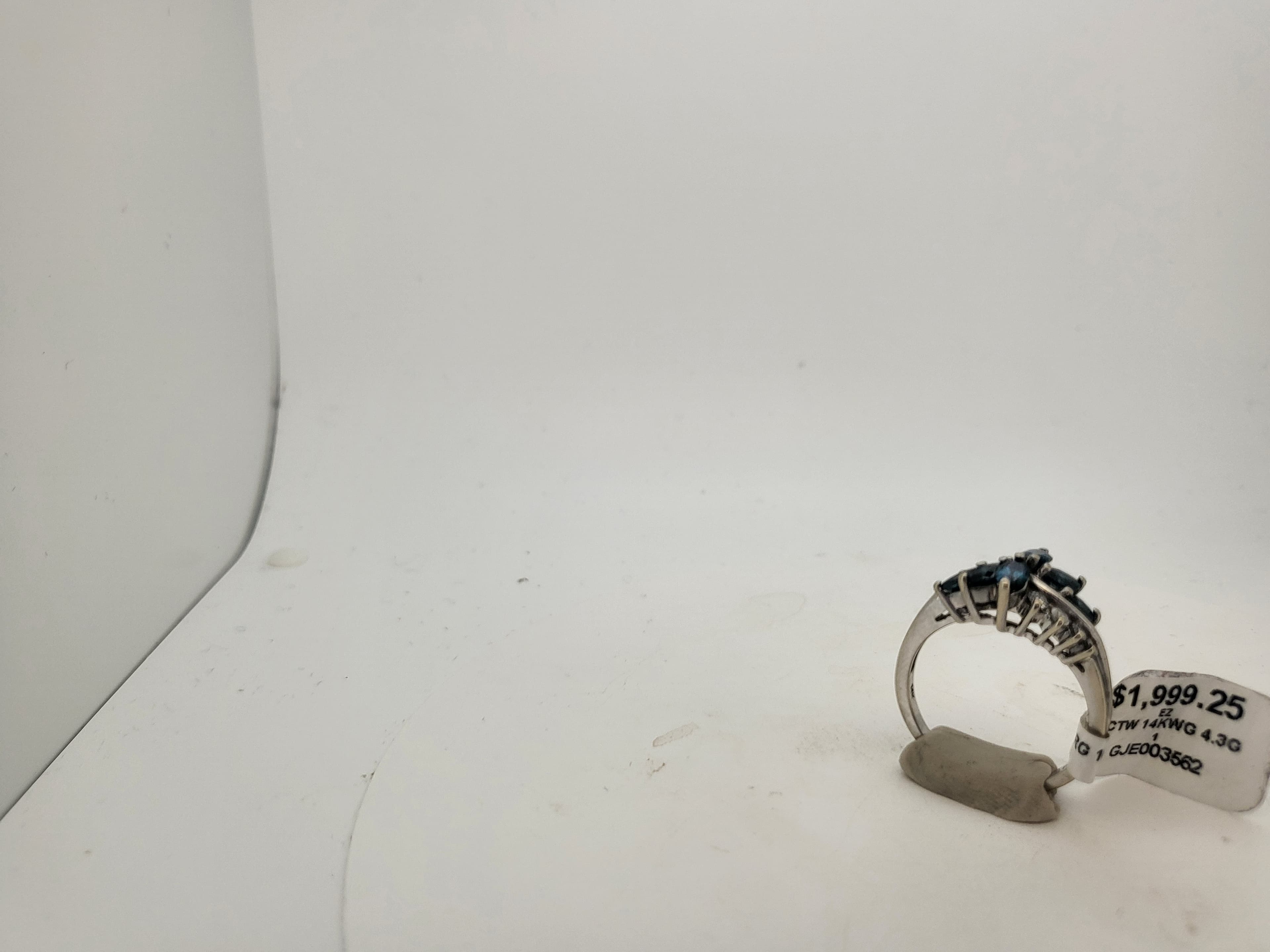 14K White Gold Ring with Blue and White Stones, 2.08 CTW - Thumbnail 7