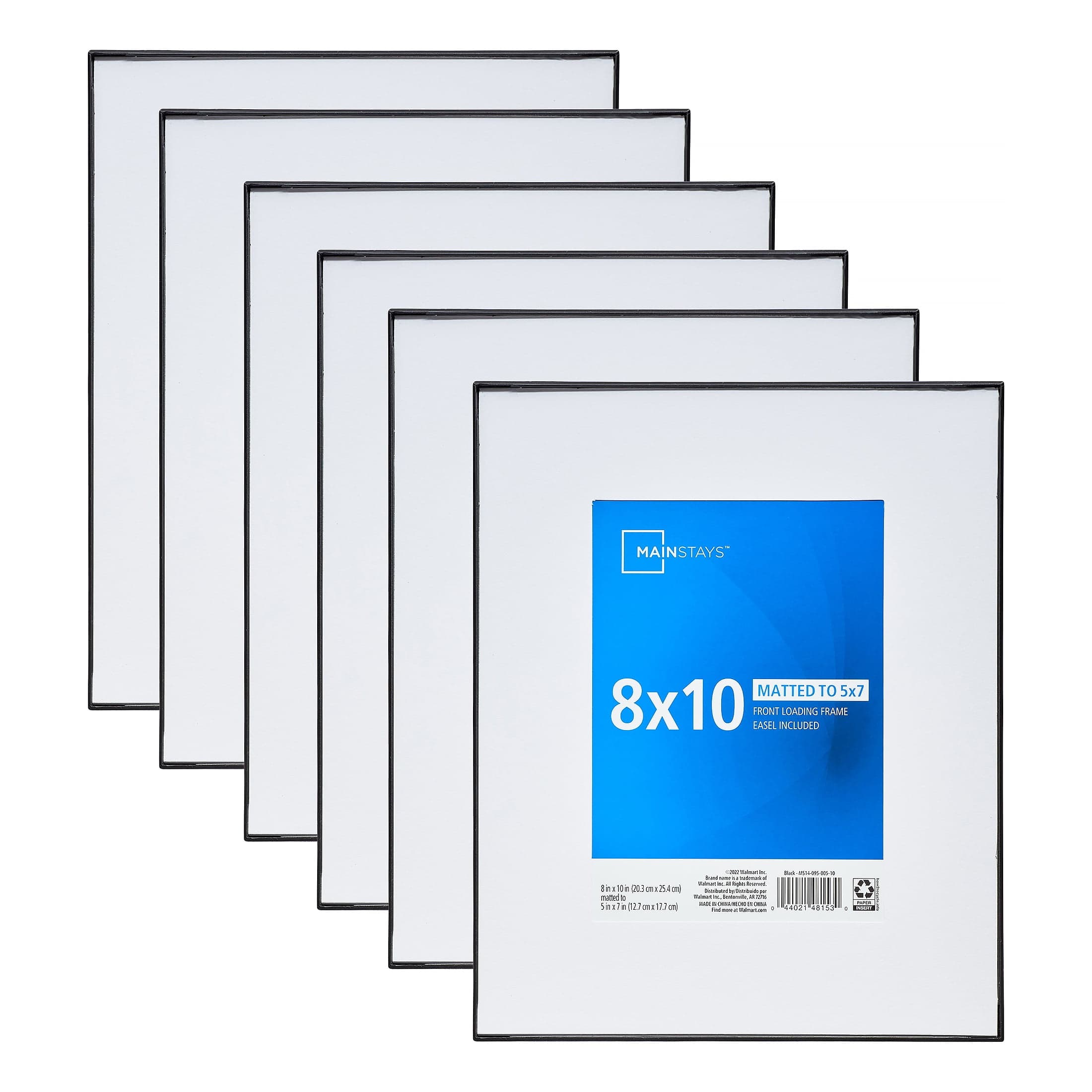 Mainstays 8x10 Matted to 5x7 Front Loading Picture Frame  Black - Thumbnail 8