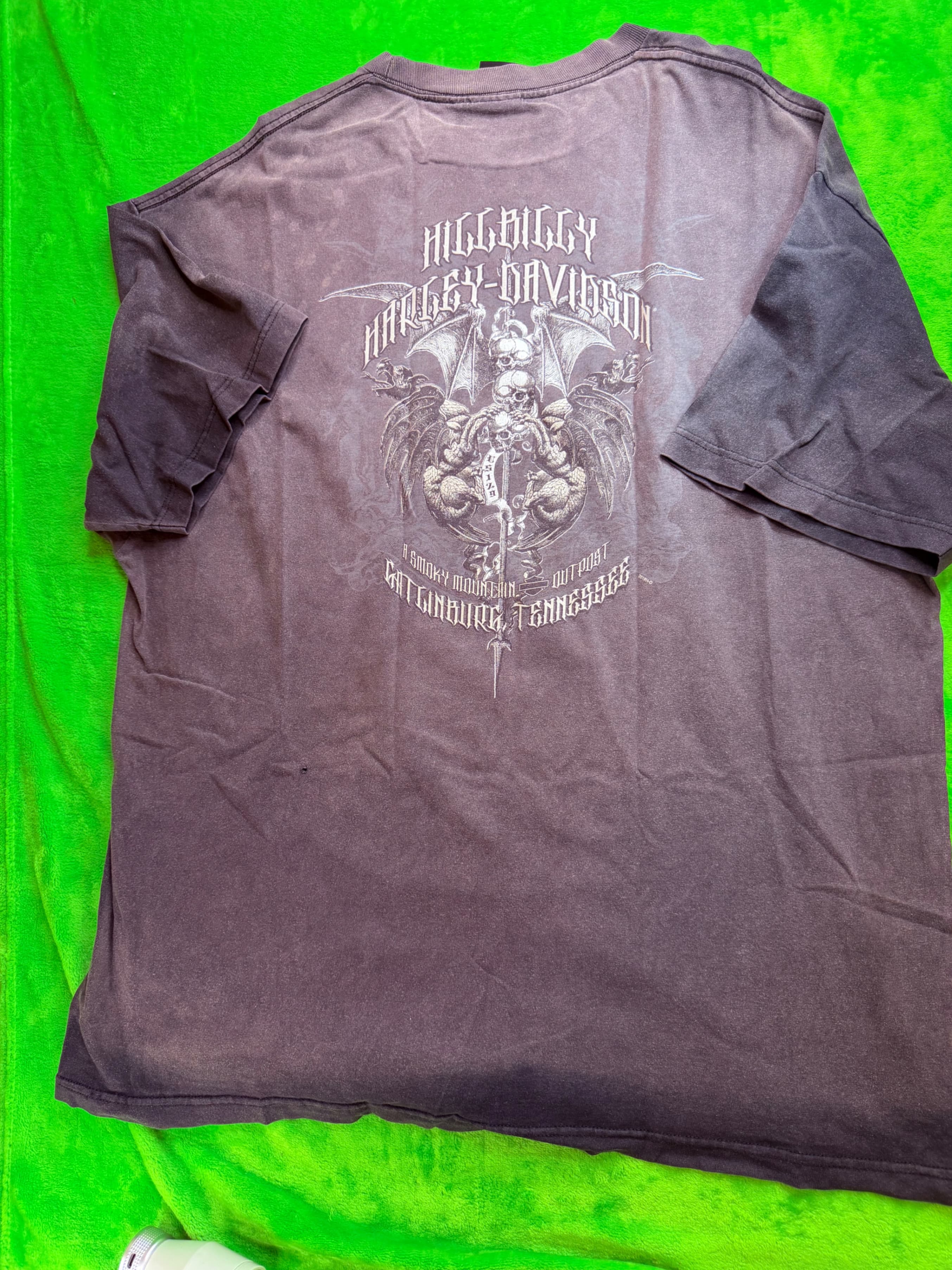 Hillbilly Harley-Davidson Gatlinburg TN Skull Chain Tee Charcoal Sz 2XL - Thumbnail 2