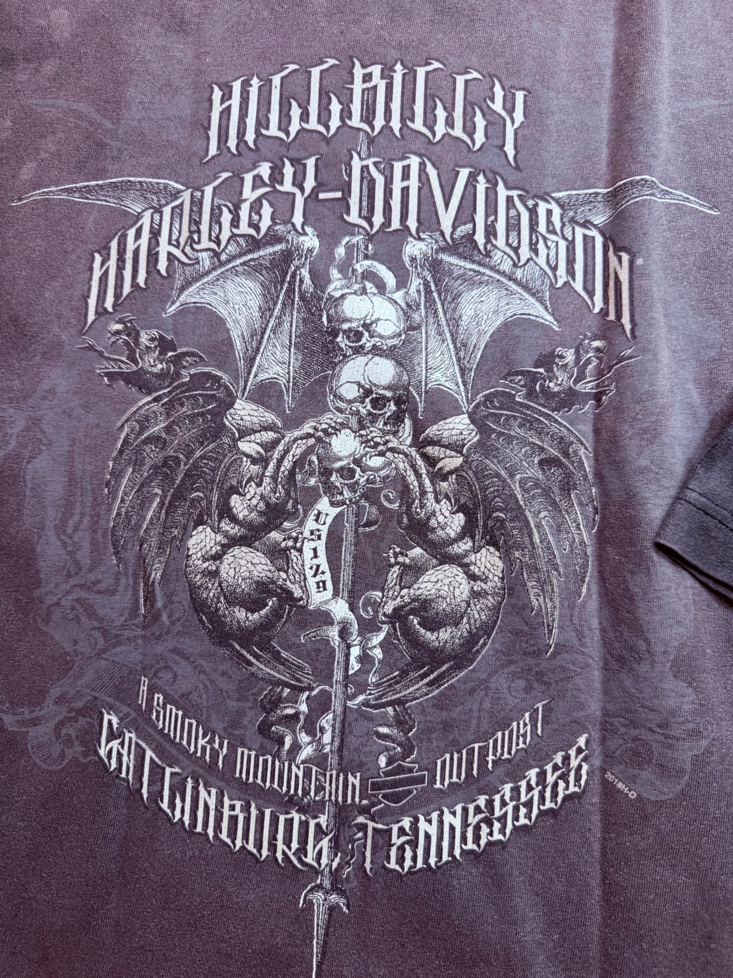 Hillbilly Harley-Davidson Gatlinburg TN Skull Chain Tee Charcoal Sz 2XL - Thumbnail 10