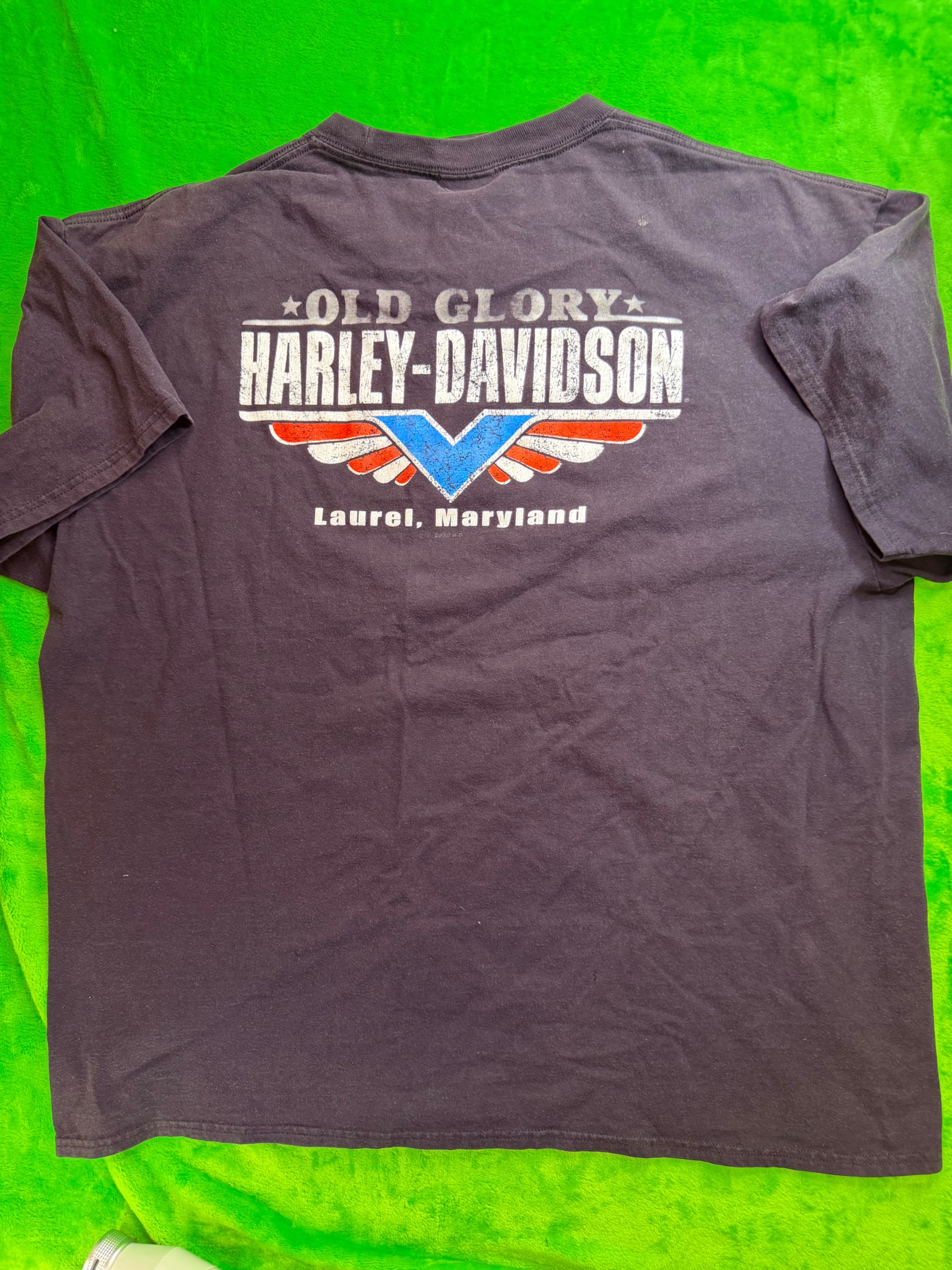 Old Glory Harley-Davidson Laurel MD Skull Goggle Biker Tee Black Sz 2XL - Thumbnail 2
