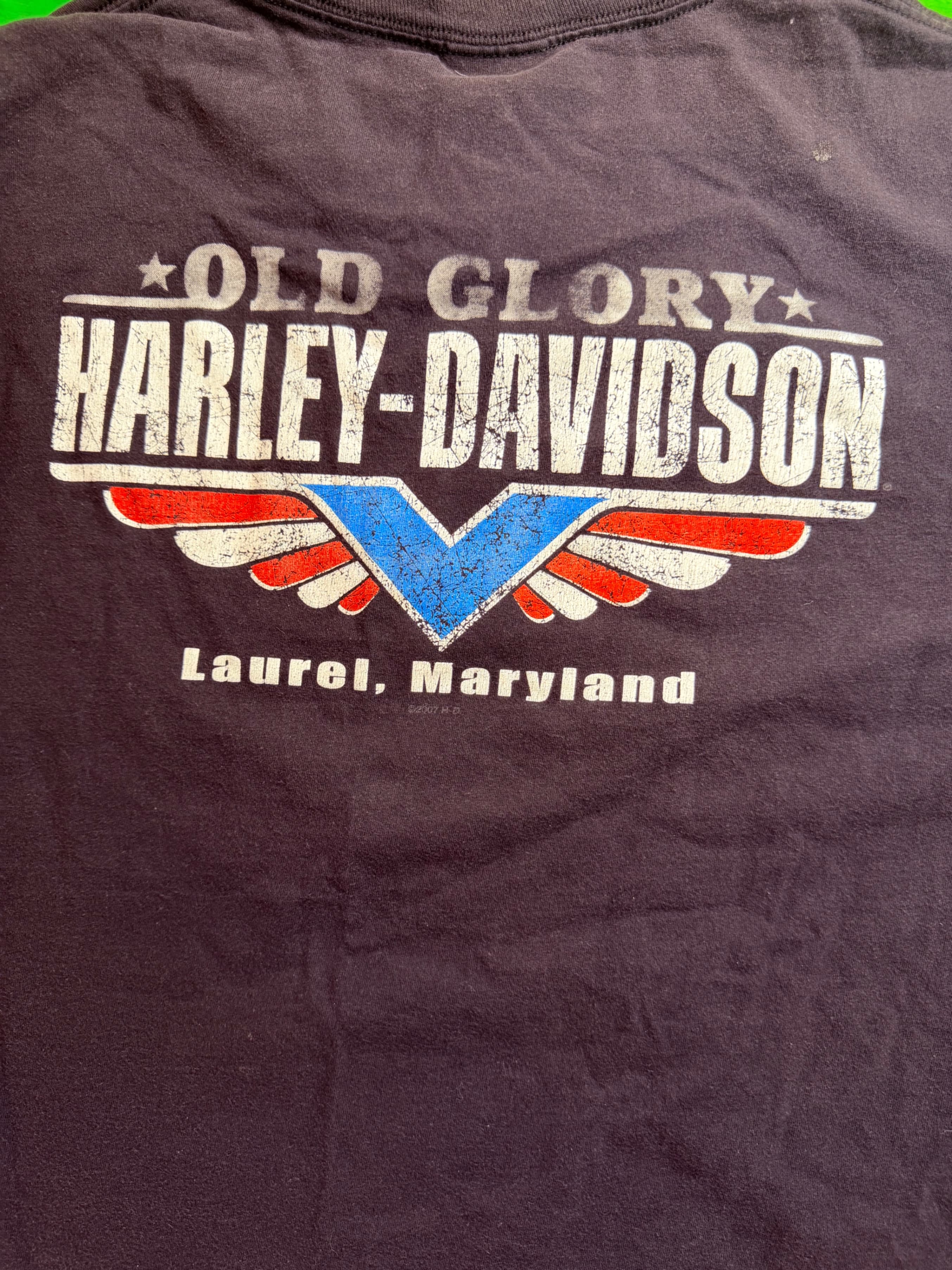 Old Glory Harley-Davidson Laurel MD Skull Goggle Biker Tee Black Sz 2XL - Thumbnail 7