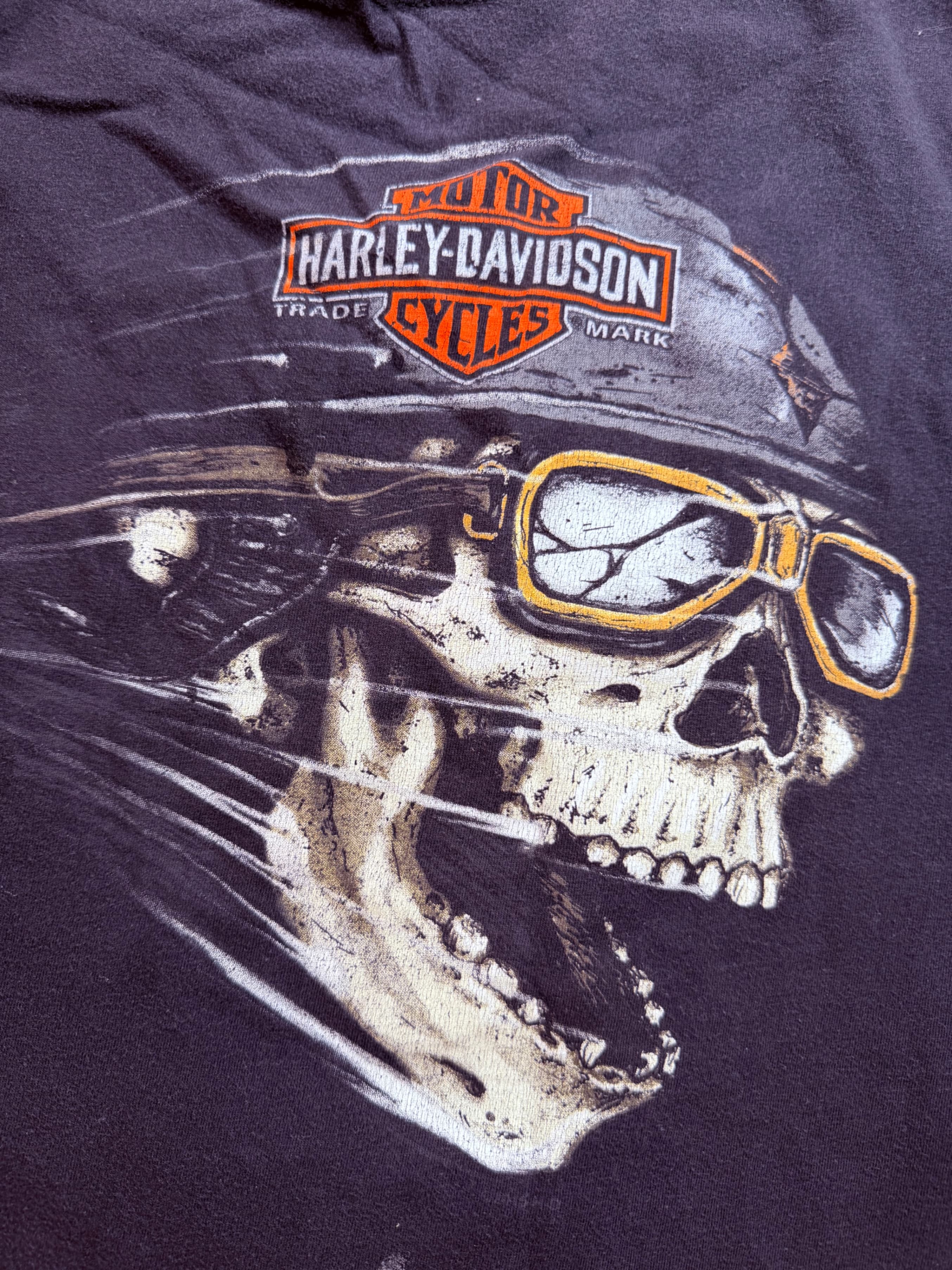 Old Glory Harley-Davidson Laurel MD Skull Goggle Biker Tee Black Sz 2XL - Thumbnail 8