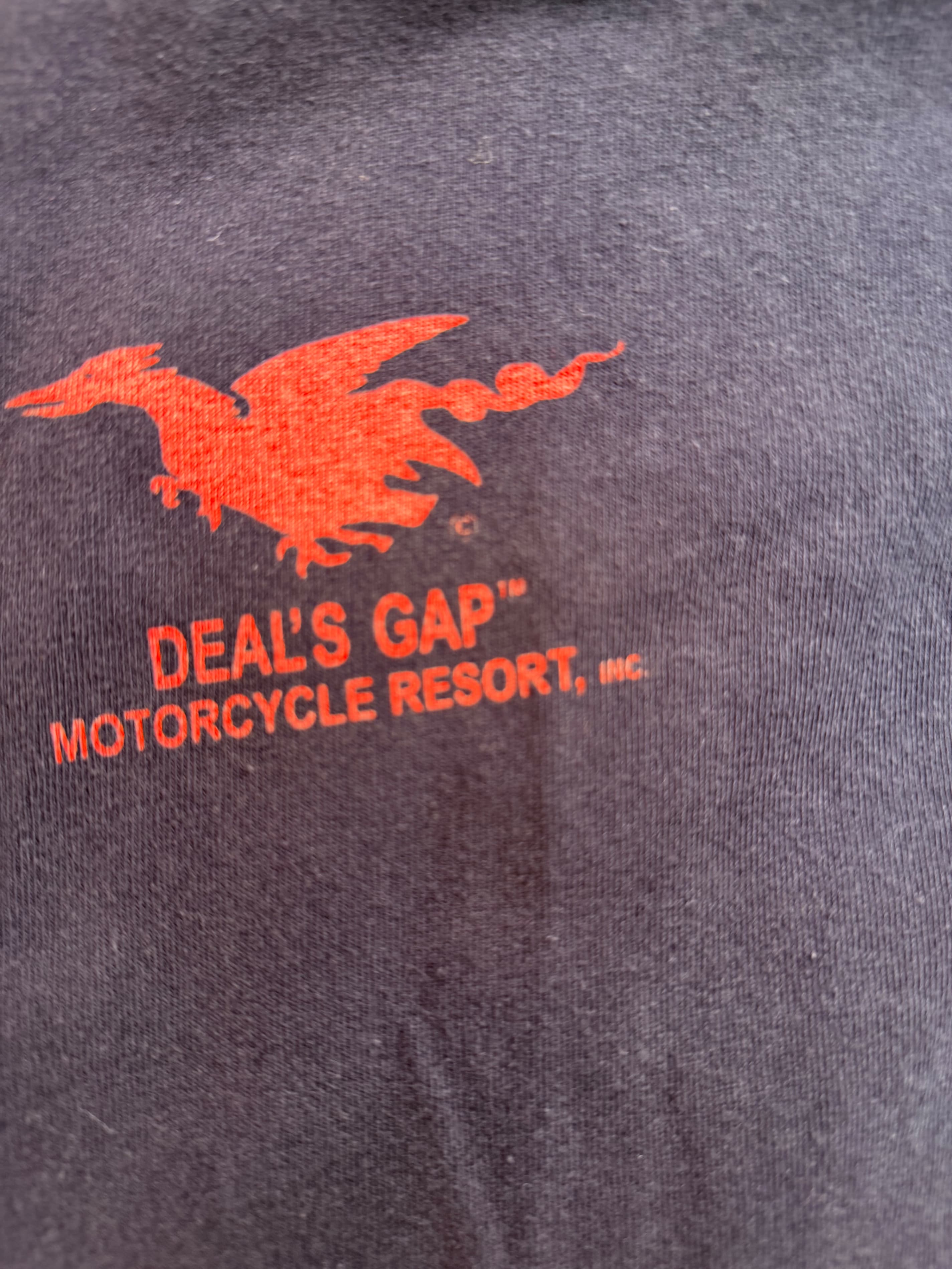 Deal's Gap Motorcycle Resort Dragon 318 Curves LS Tee Navy 2XL - Thumbnail 5