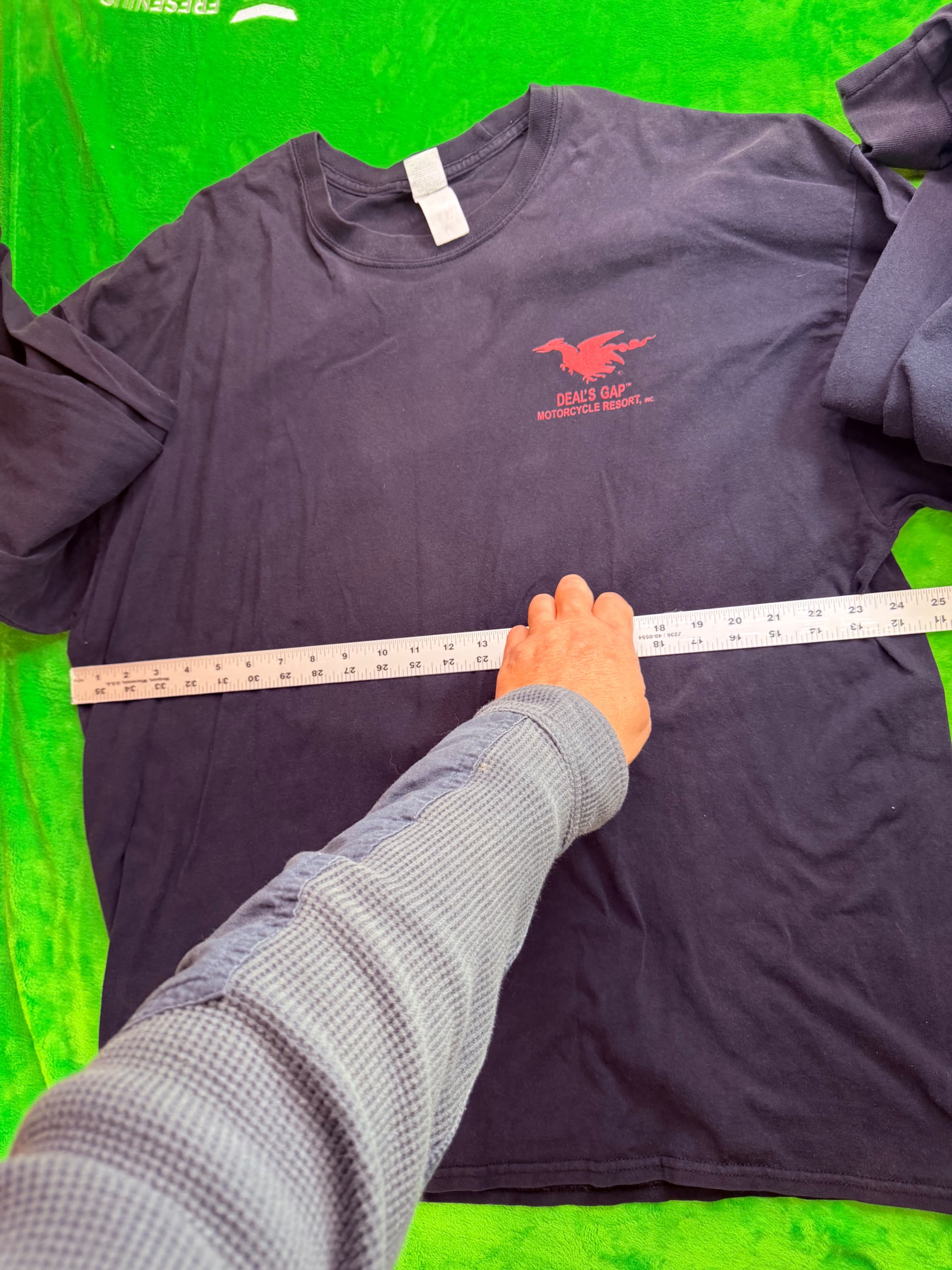 Deal's Gap Motorcycle Resort Dragon 318 Curves LS Tee Navy 2XL - Thumbnail 6