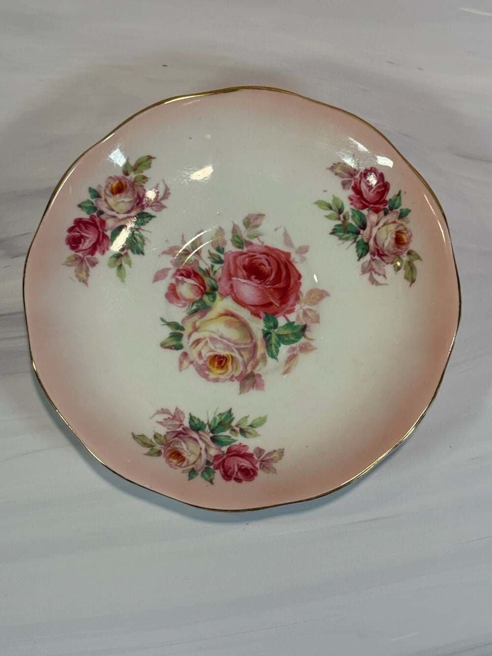 Vintage Rosina Pink Rose Bone China Teacup and Saucer Set - Thumbnail 4