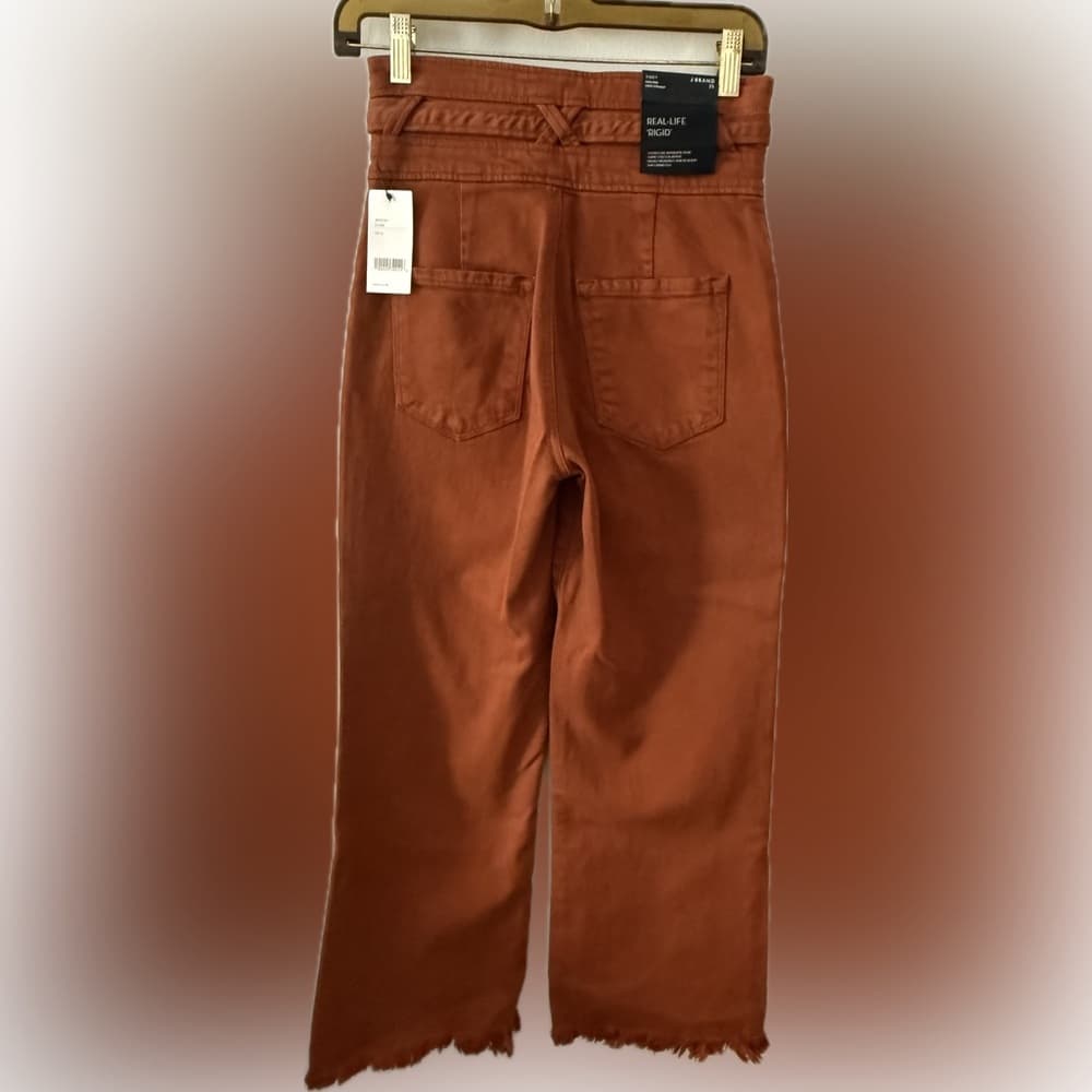 J BRAND SUKEY CROP Wide Leg Pants HIGH WAISTED Stretch Raw Hem - Thumbnail 5