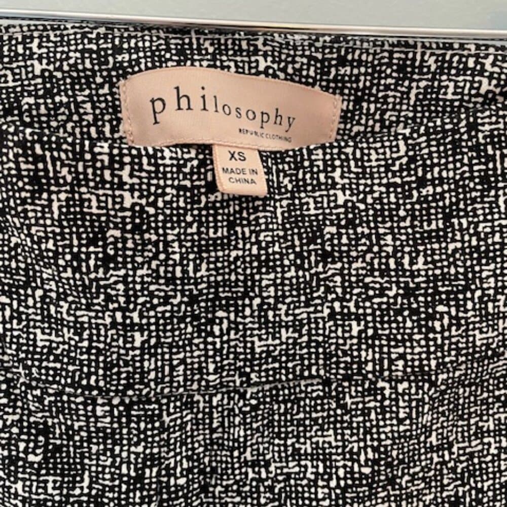 Philosophy Black/White Patterned Stretch Pull-On Pants Size XS - Thumbnail 2