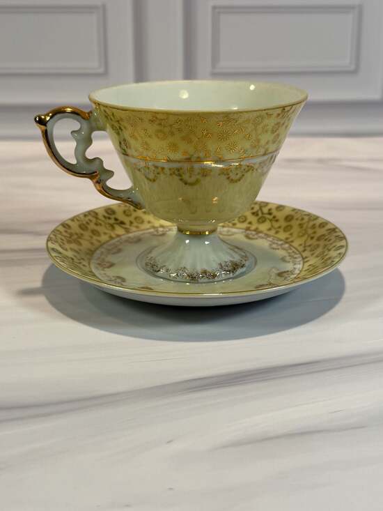 Vintage Shafford Japan Lusterware Teacup & Saucer – Hand Decorated Roses, Gold T - Thumbnail 7
