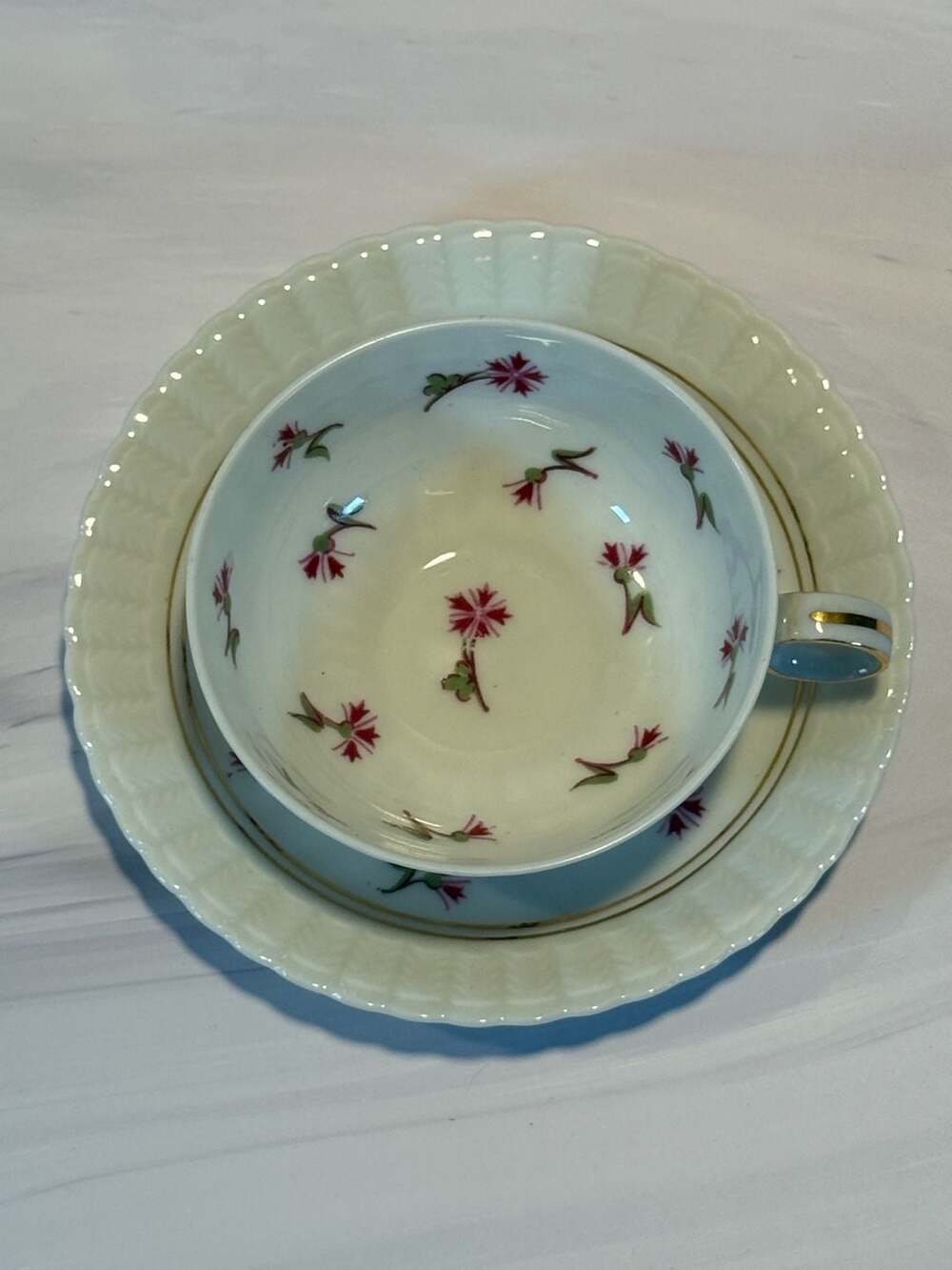 Limoges France B & C Co Pink Floral Tea Cup And Saucer