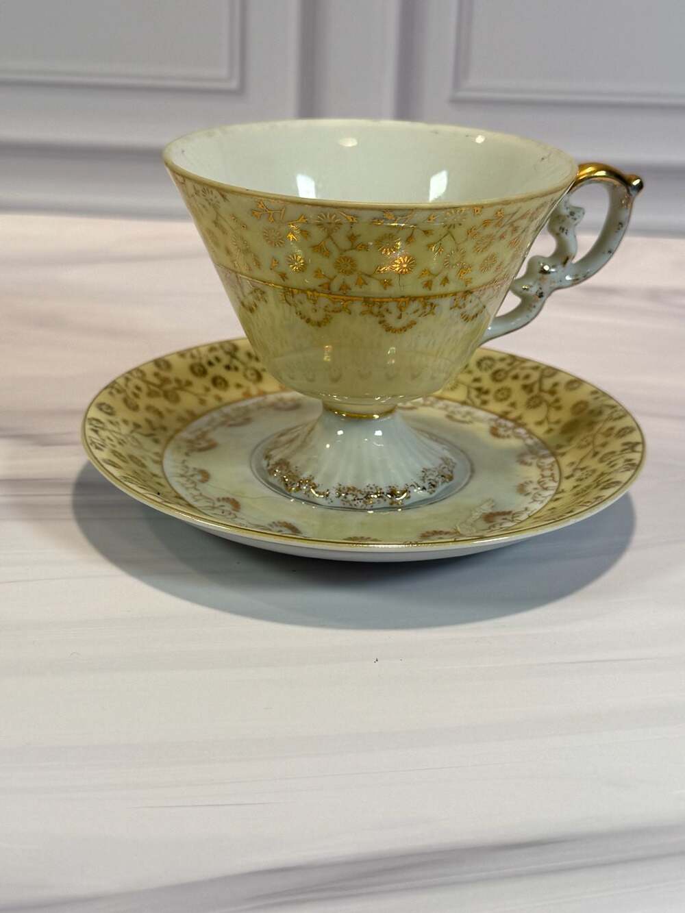 Vintage Shafford Japan Lusterware Teacup & Saucer – Hand Decorated Roses, Gold T - Thumbnail 2