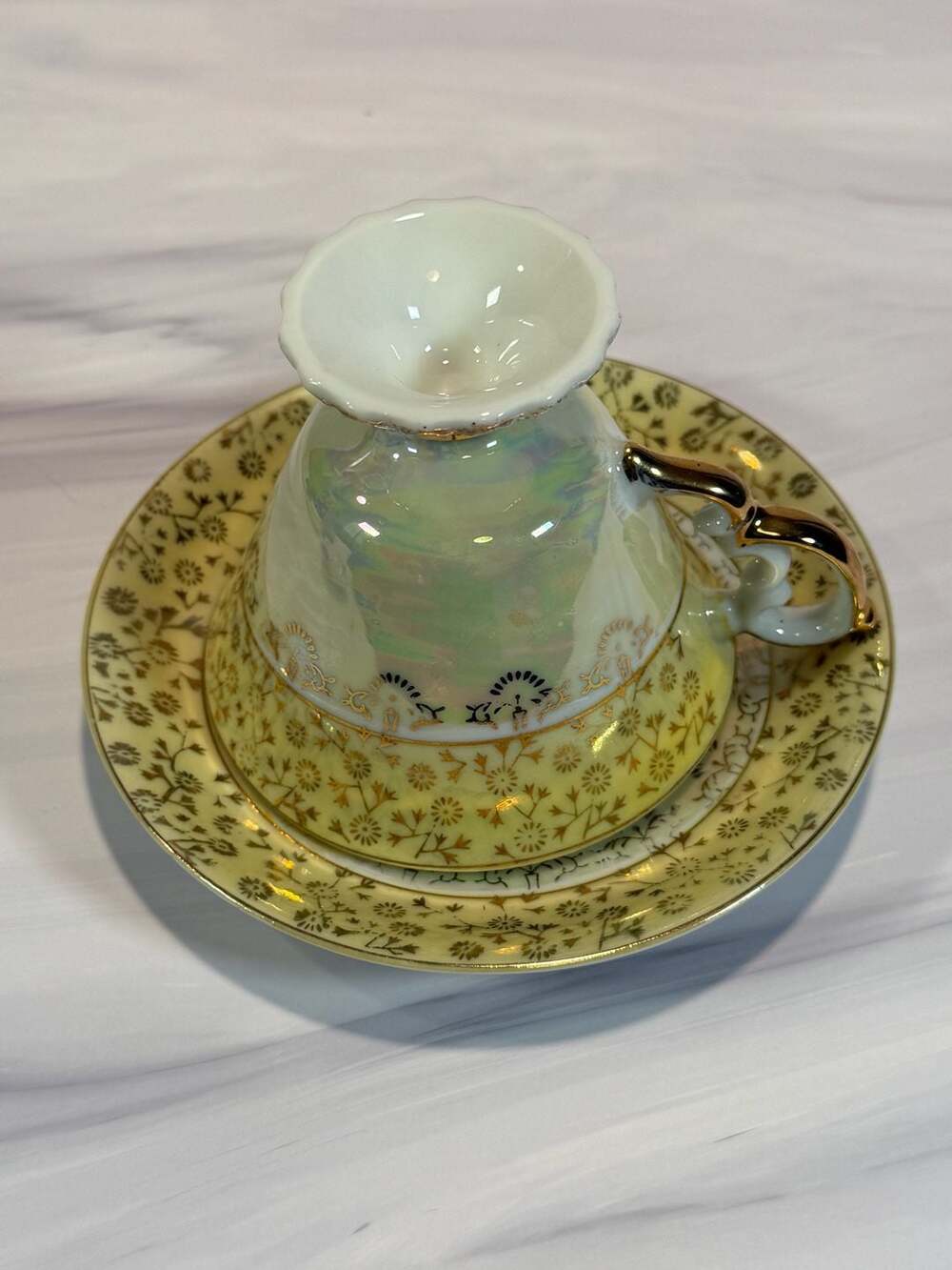 Vintage Shafford Japan Lusterware Teacup & Saucer – Hand Decorated Roses, Gold T - Thumbnail 5