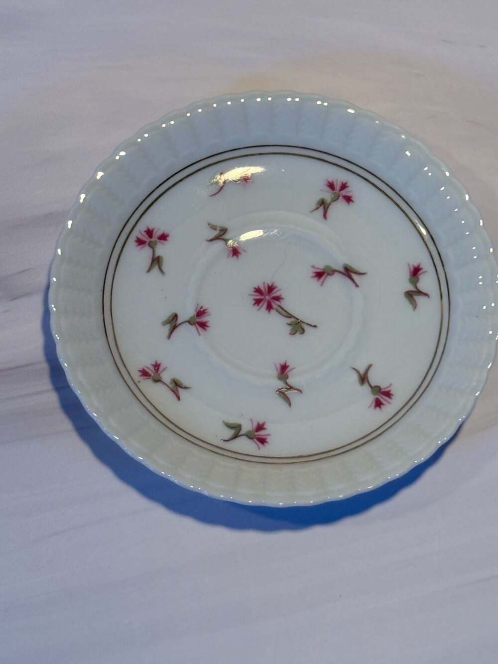 Limoges France B & C Co Pink Floral Tea Cup And Saucer - Thumbnail 3