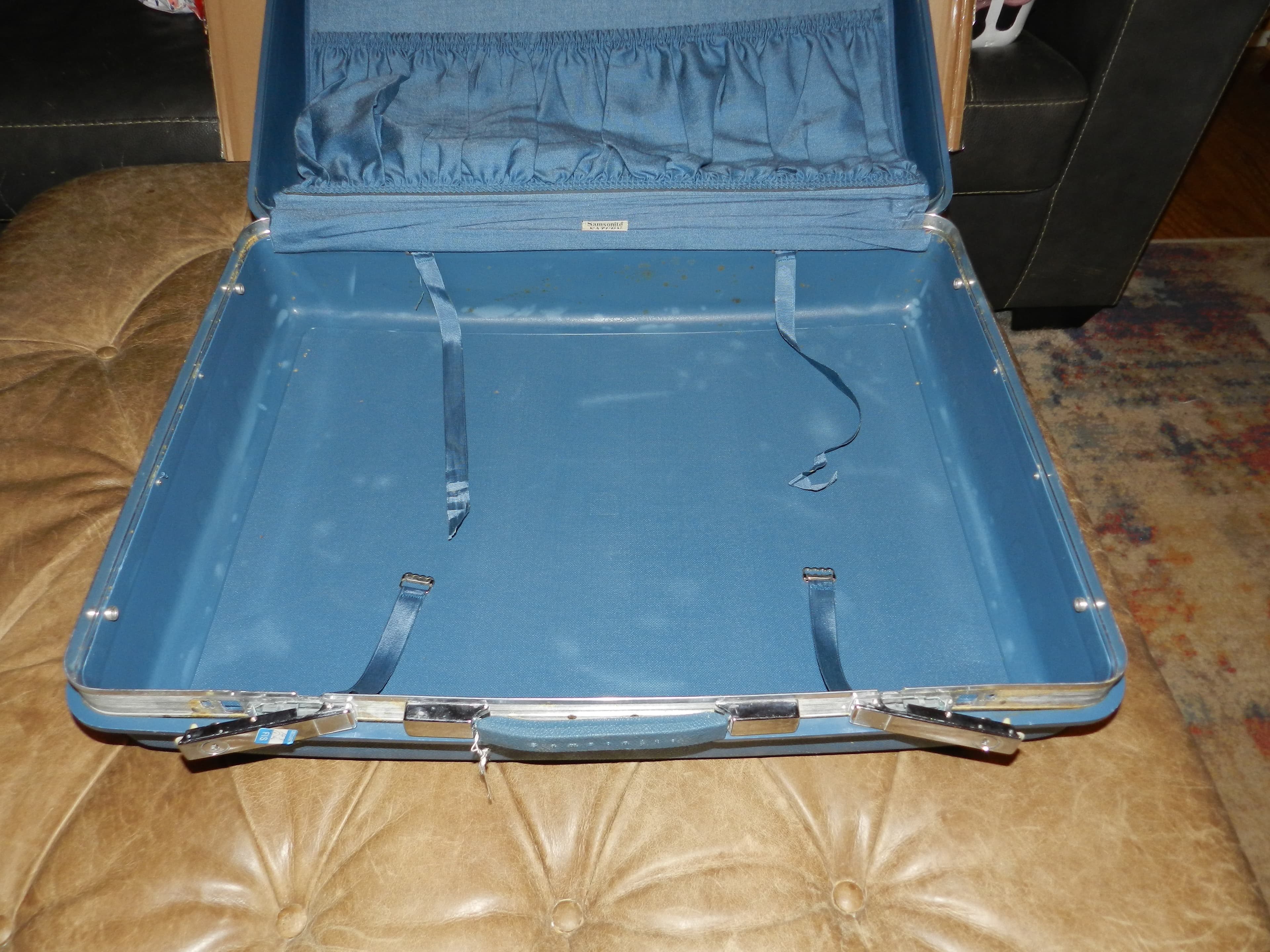 Vintage Samsonite Saturn Hard Shell Blue Suitcase 25"x20"x8  (N91J) - Thumbnail 10