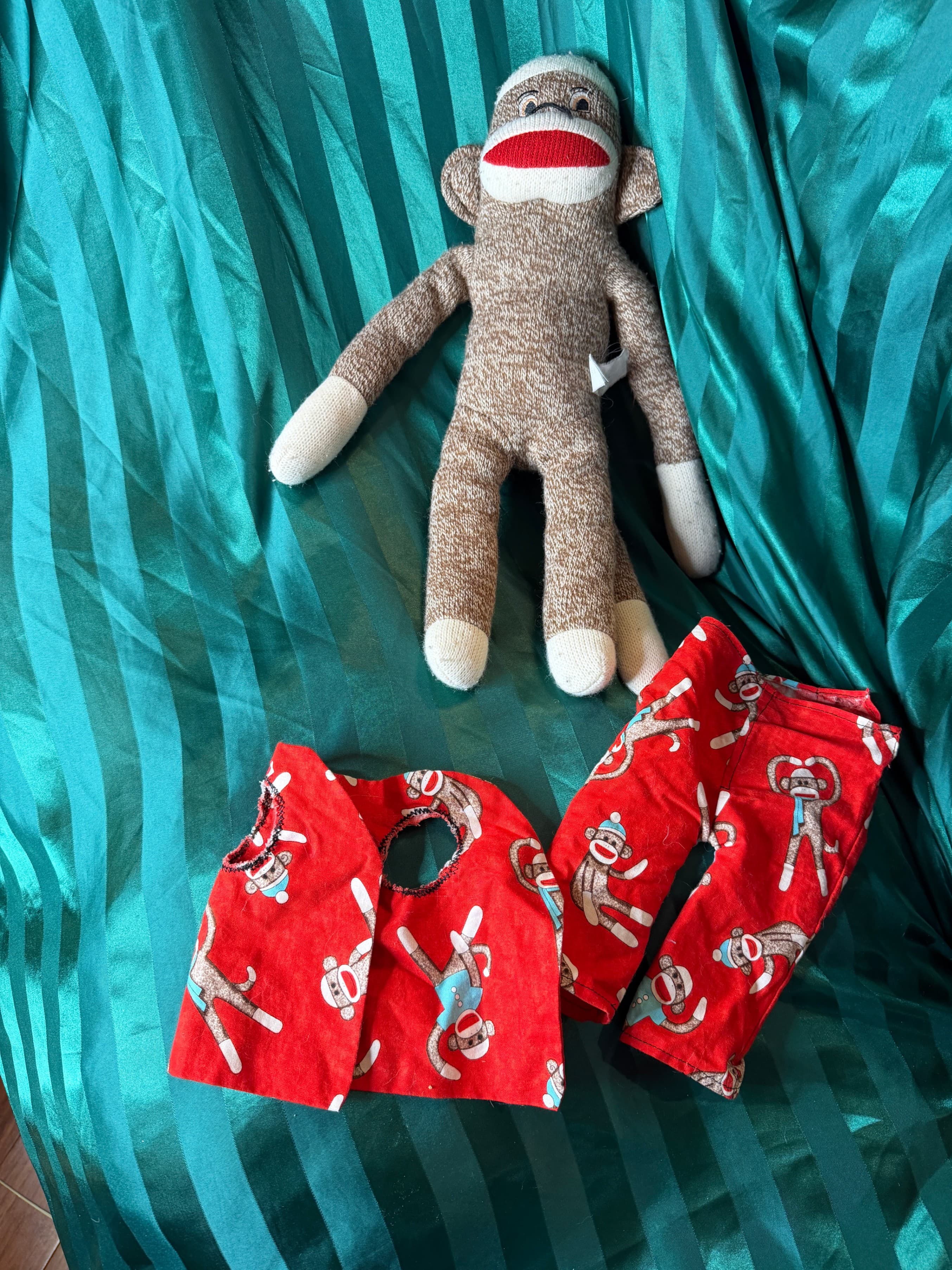 Sock Monkey Plush Toy Brown Knit - Thumbnail 6