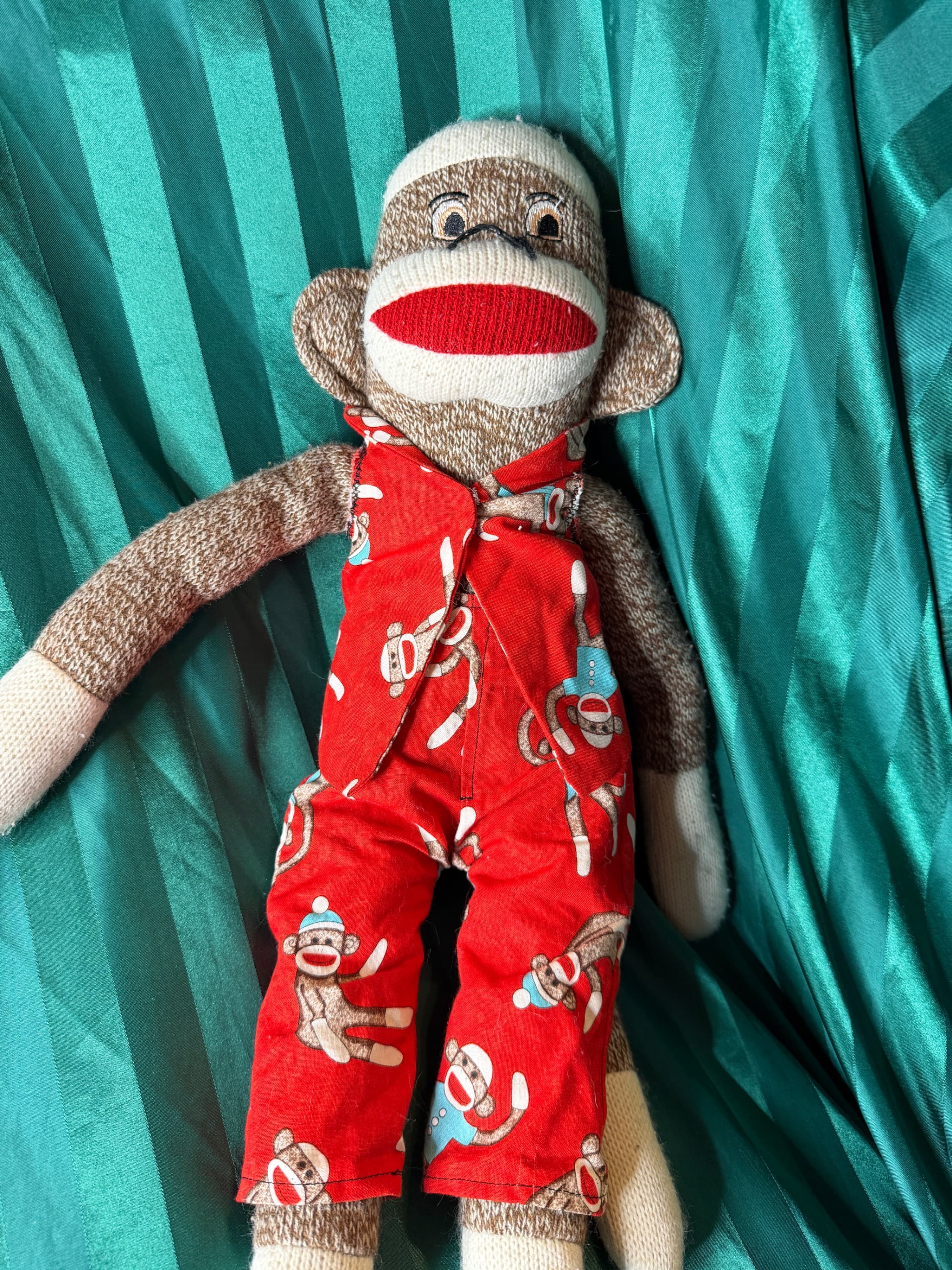 Sock Monkey Plush Toy Brown Knit - Thumbnail 7