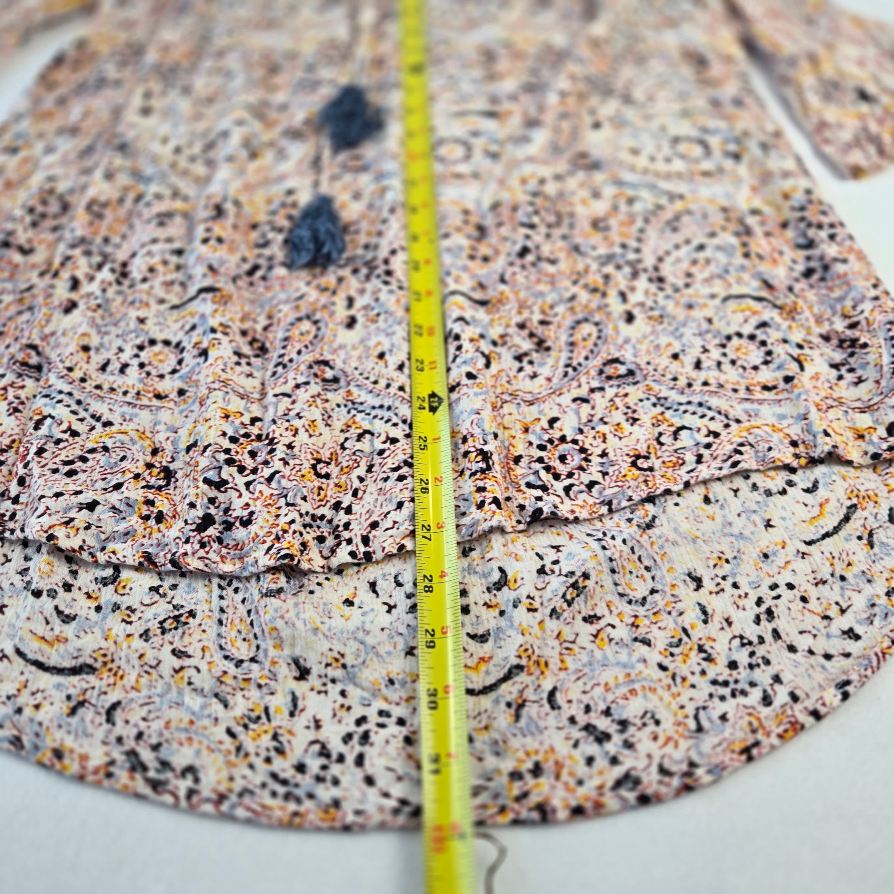 Boho Paisley Print Tunic Dress with Tassels Size M - Thumbnail 3