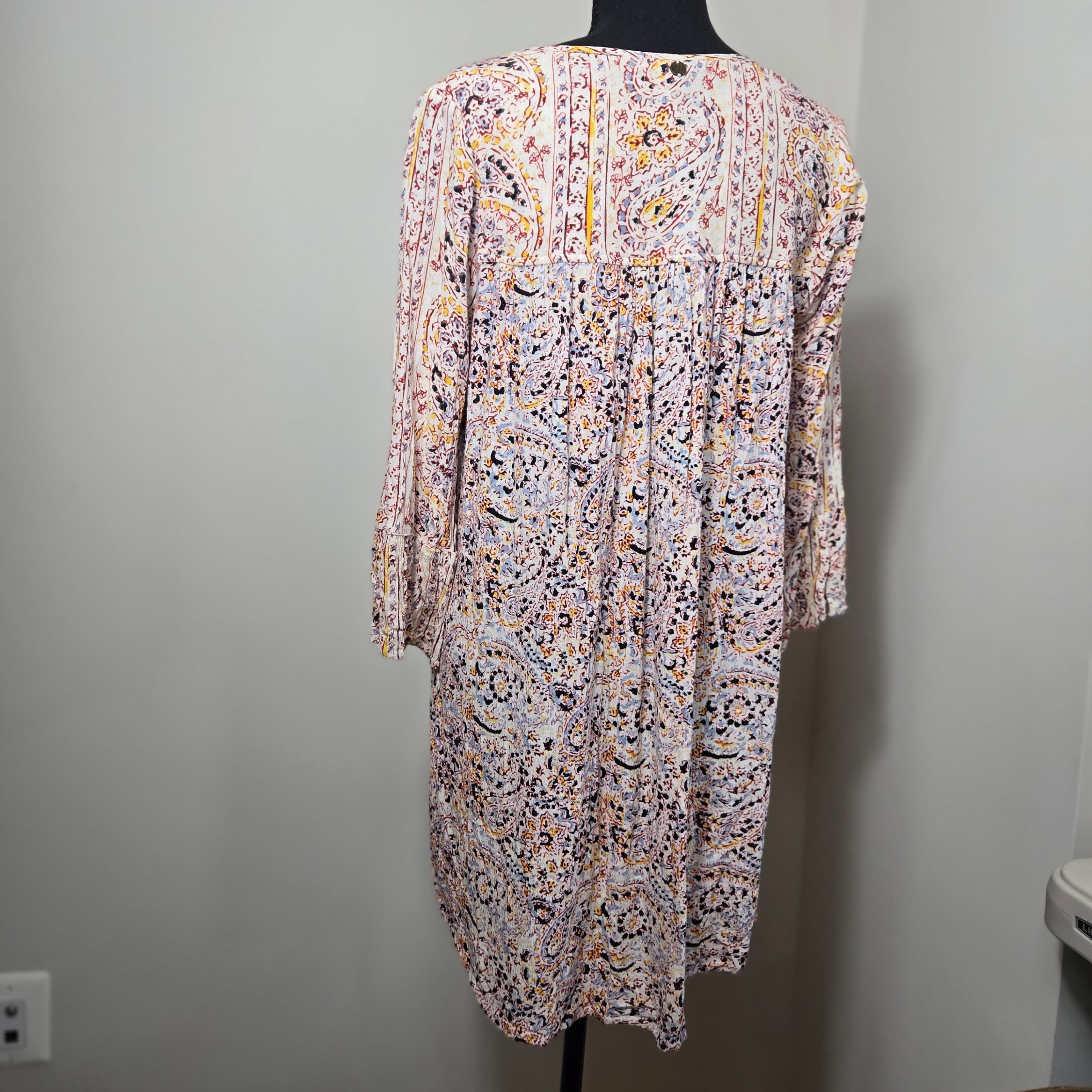 Boho Paisley Print Tunic Dress with Tassels Size M - Thumbnail 5