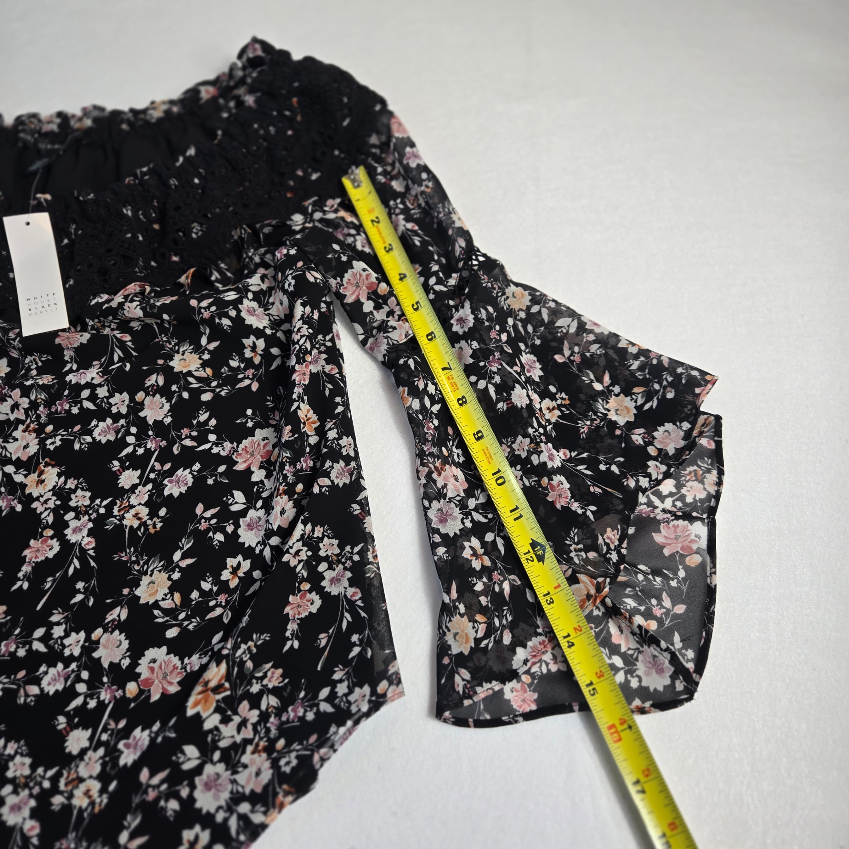 White House Black Market Floral Off-Shoulder Top NWT Size SP - Thumbnail 3