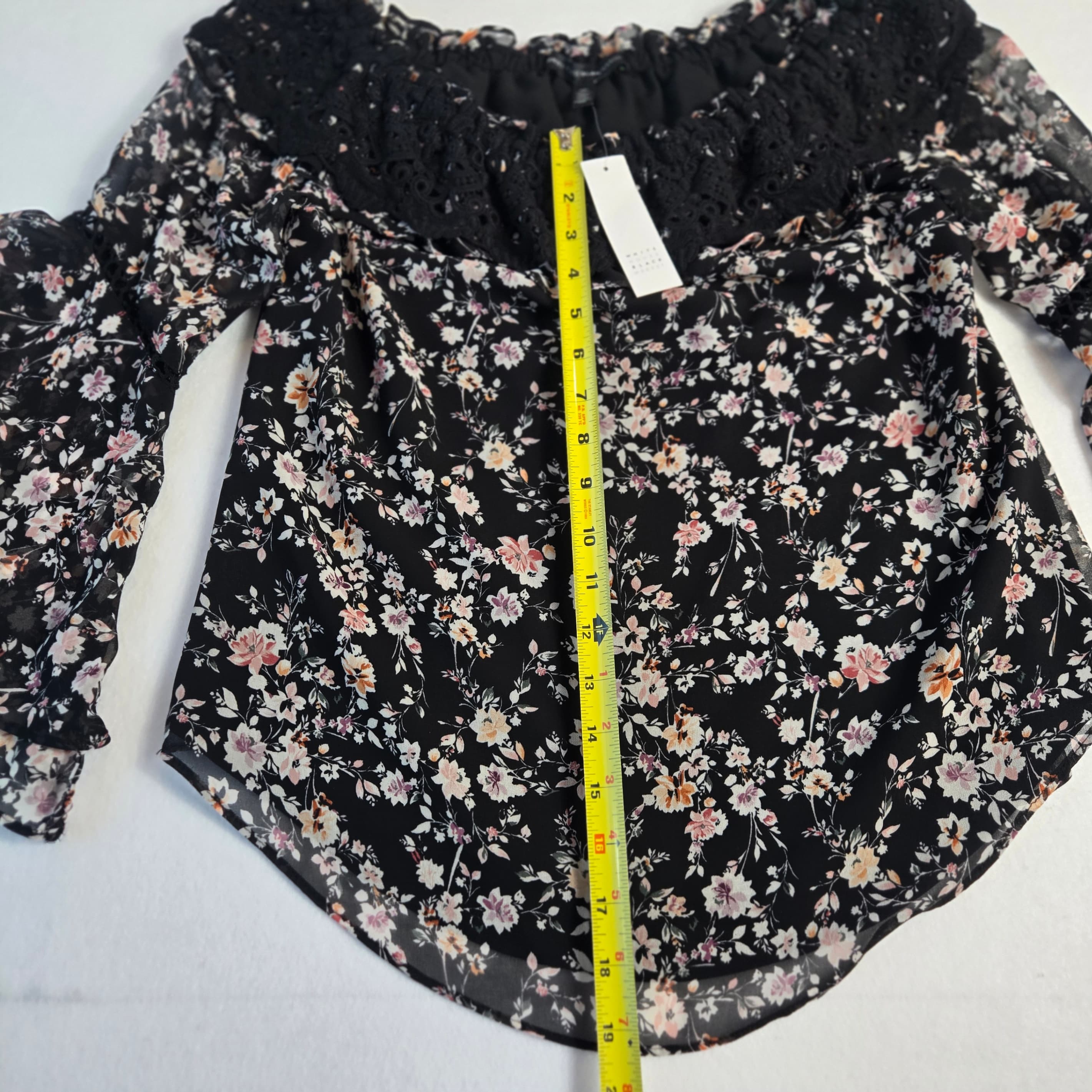 White House Black Market Floral Off-Shoulder Top NWT Size SP - Thumbnail 5
