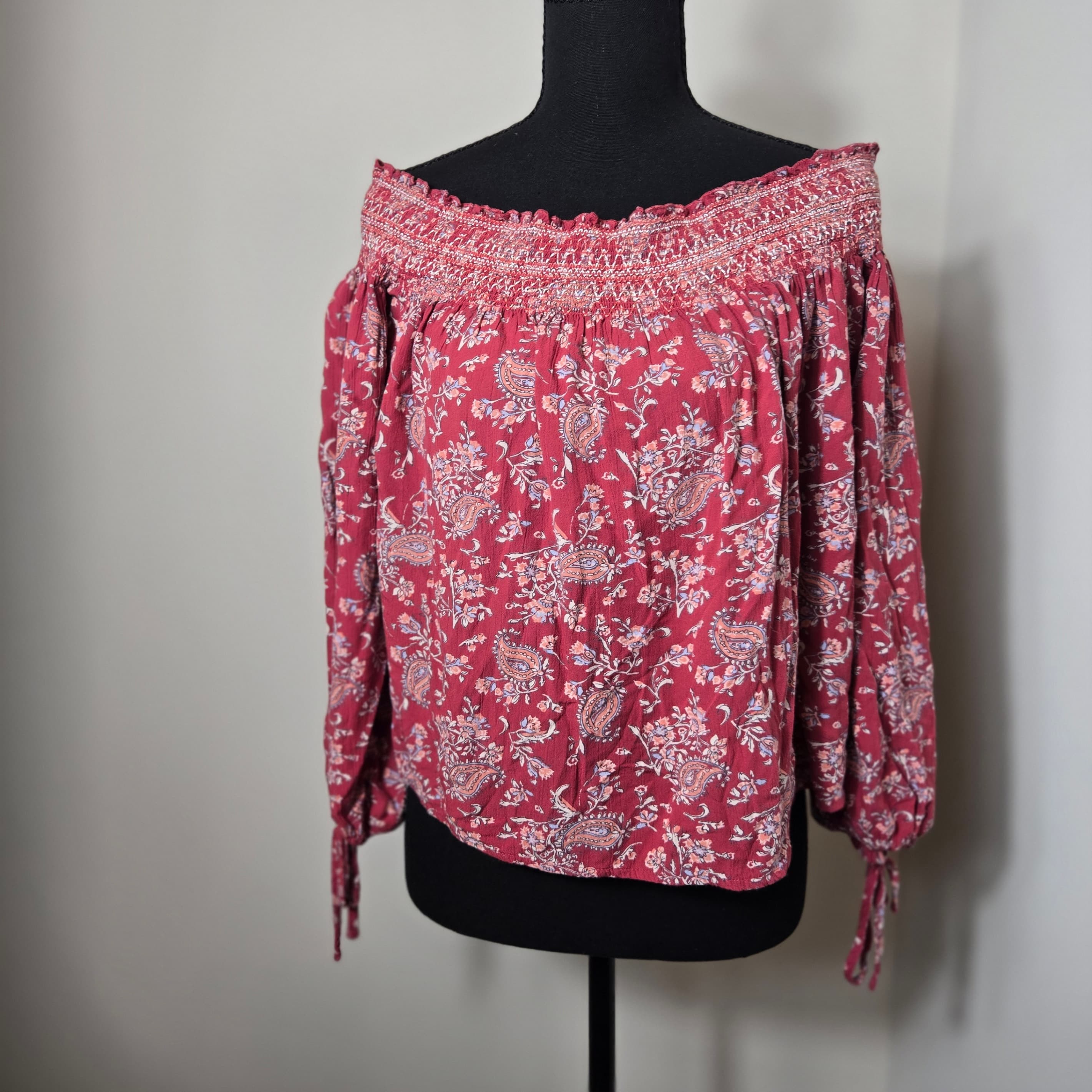 Abercrombie and Fitch  Boho Off-Shoulder Floral Blouse