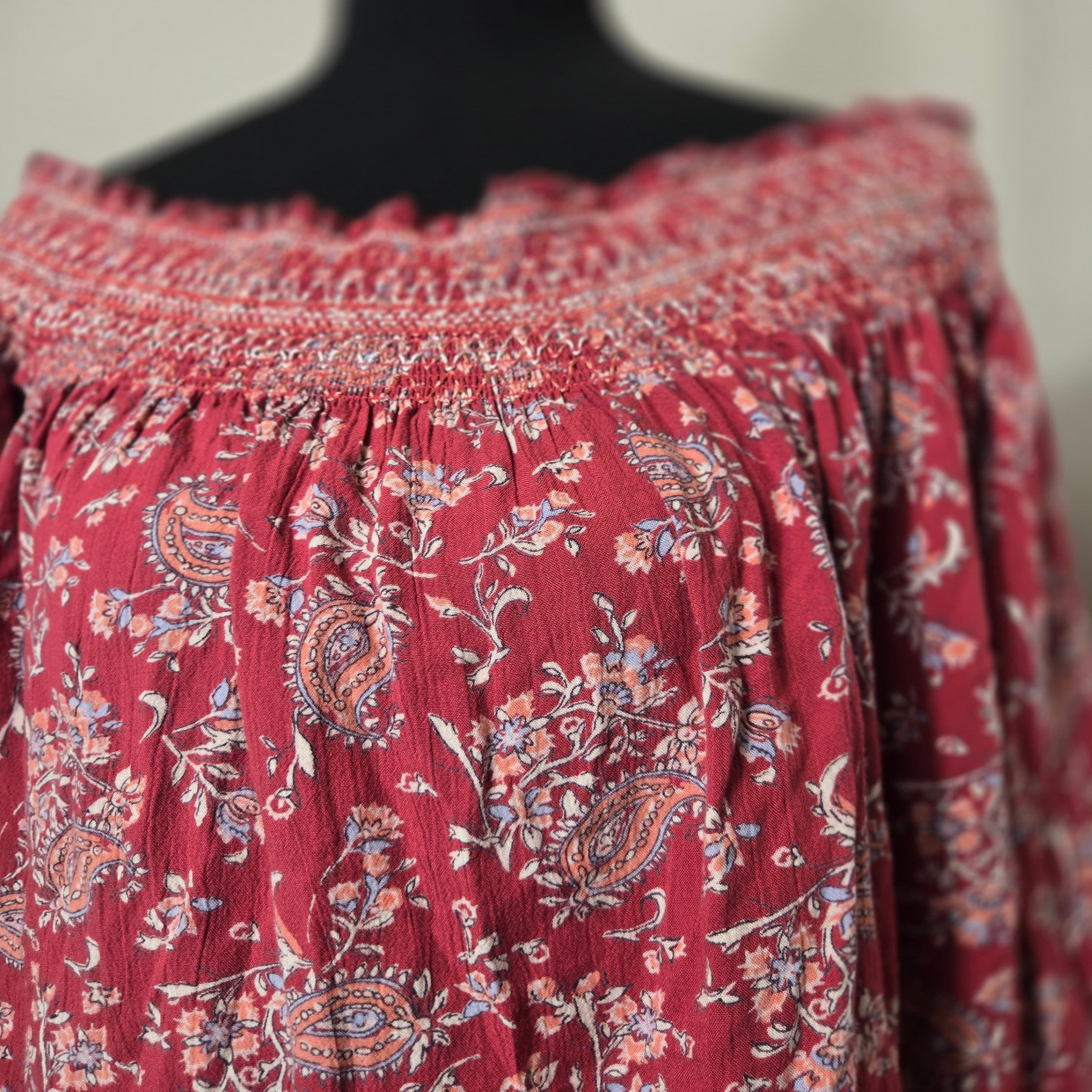 Abercrombie and Fitch  Boho Off-Shoulder Floral Blouse - Thumbnail 6