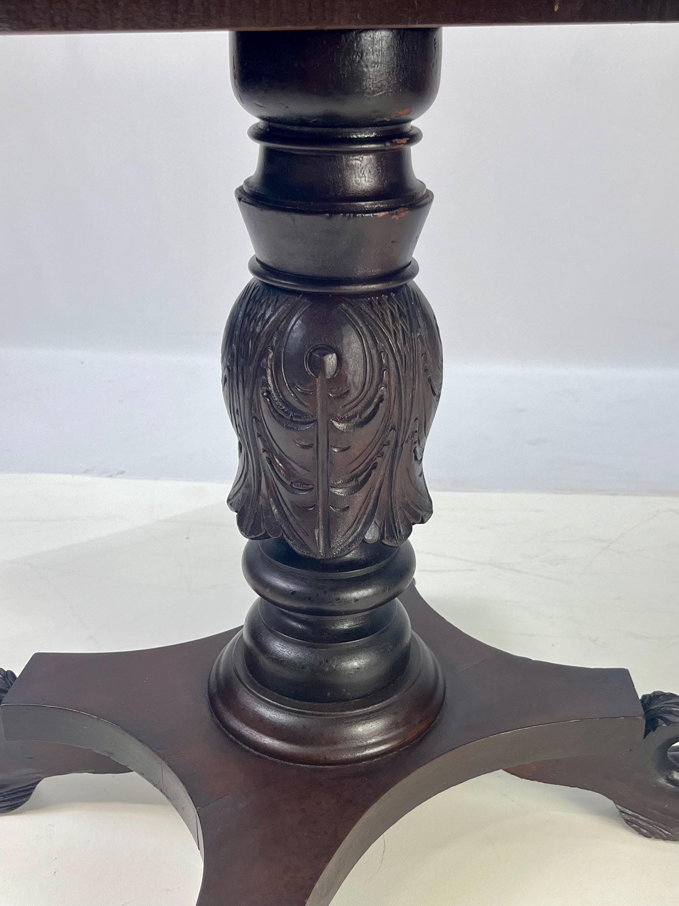 19th Century Empire Style Mahogany Drop-Leaf Work Table or Side Table - Thumbnail 7