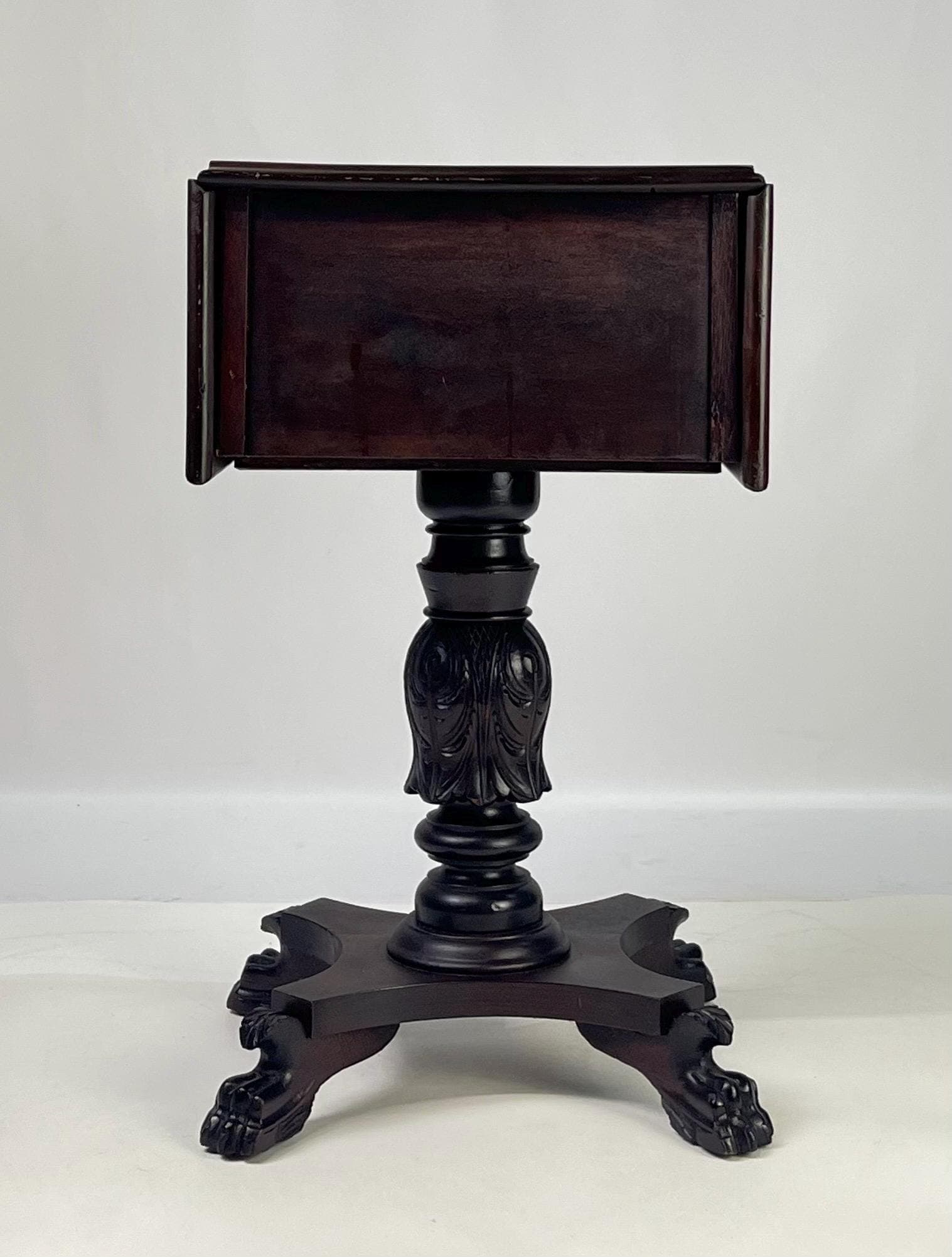 19th Century Empire Style Mahogany Drop-Leaf Work Table or Side Table - Thumbnail 8
