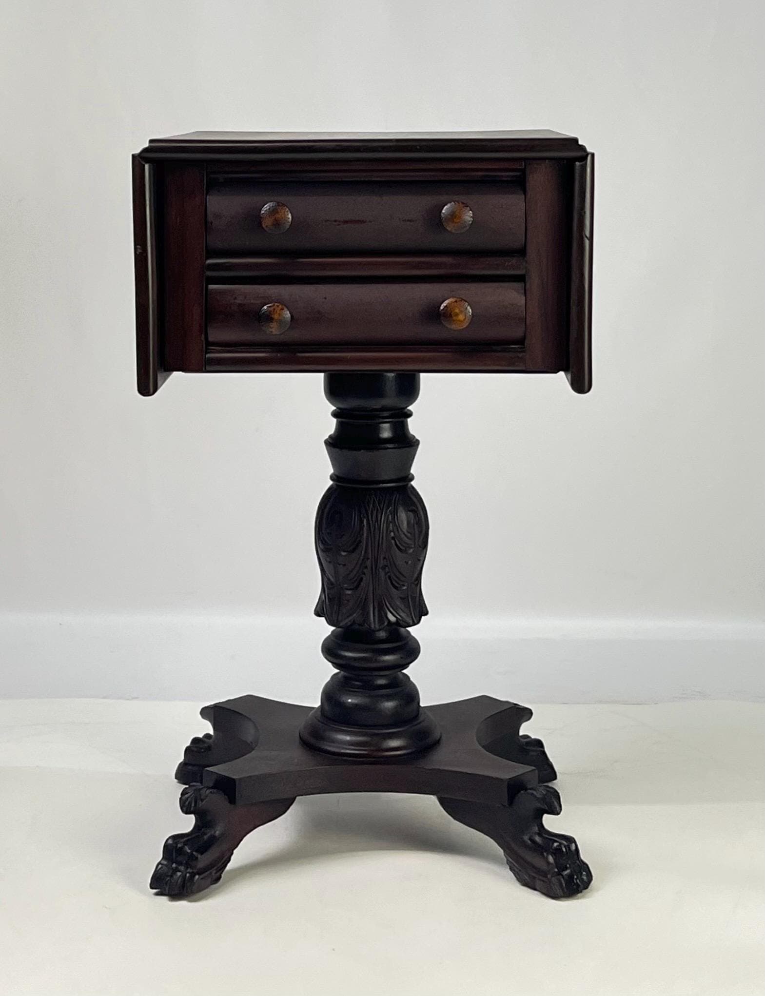 19th Century Empire Style Mahogany Drop-Leaf Work Table or Side Table - Thumbnail 4