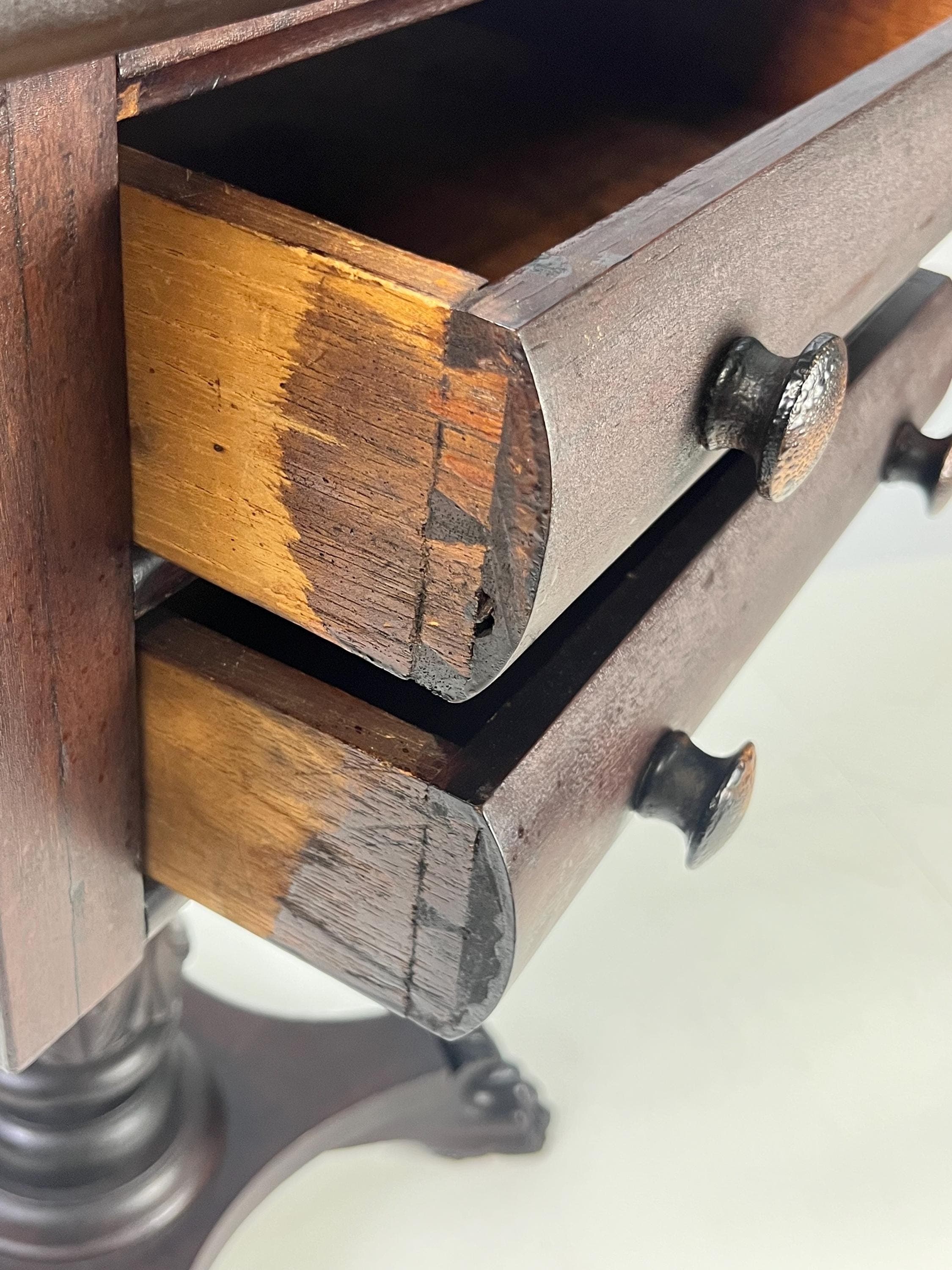 19th Century Empire Style Mahogany Drop-Leaf Work Table or Side Table - Thumbnail 5
