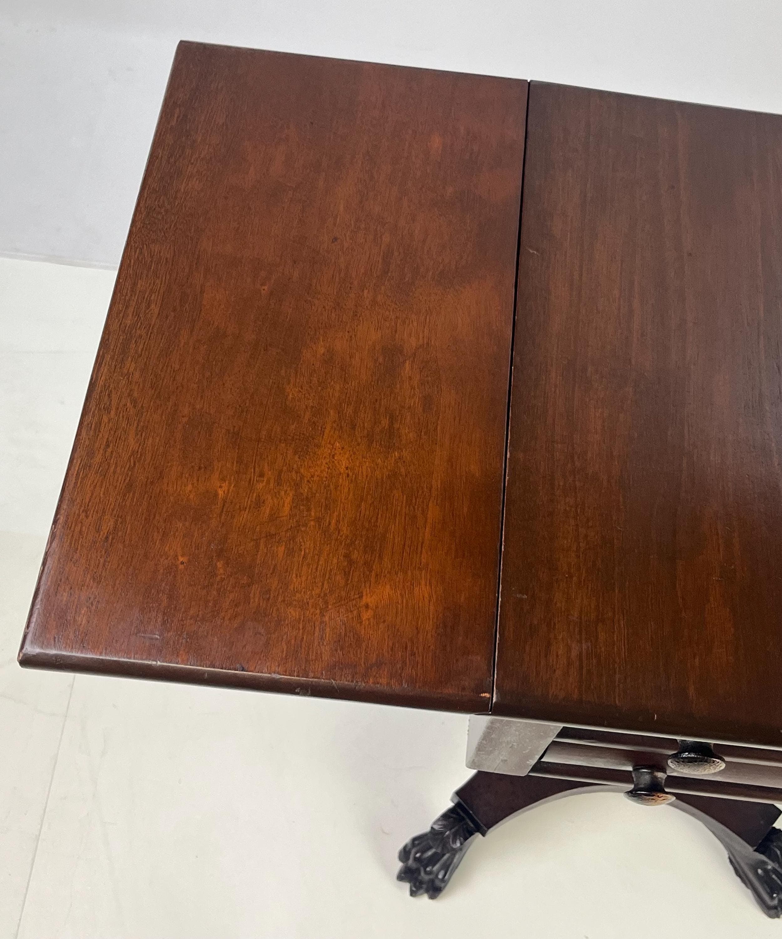 19th Century Empire Style Mahogany Drop-Leaf Work Table or Side Table - Thumbnail 12
