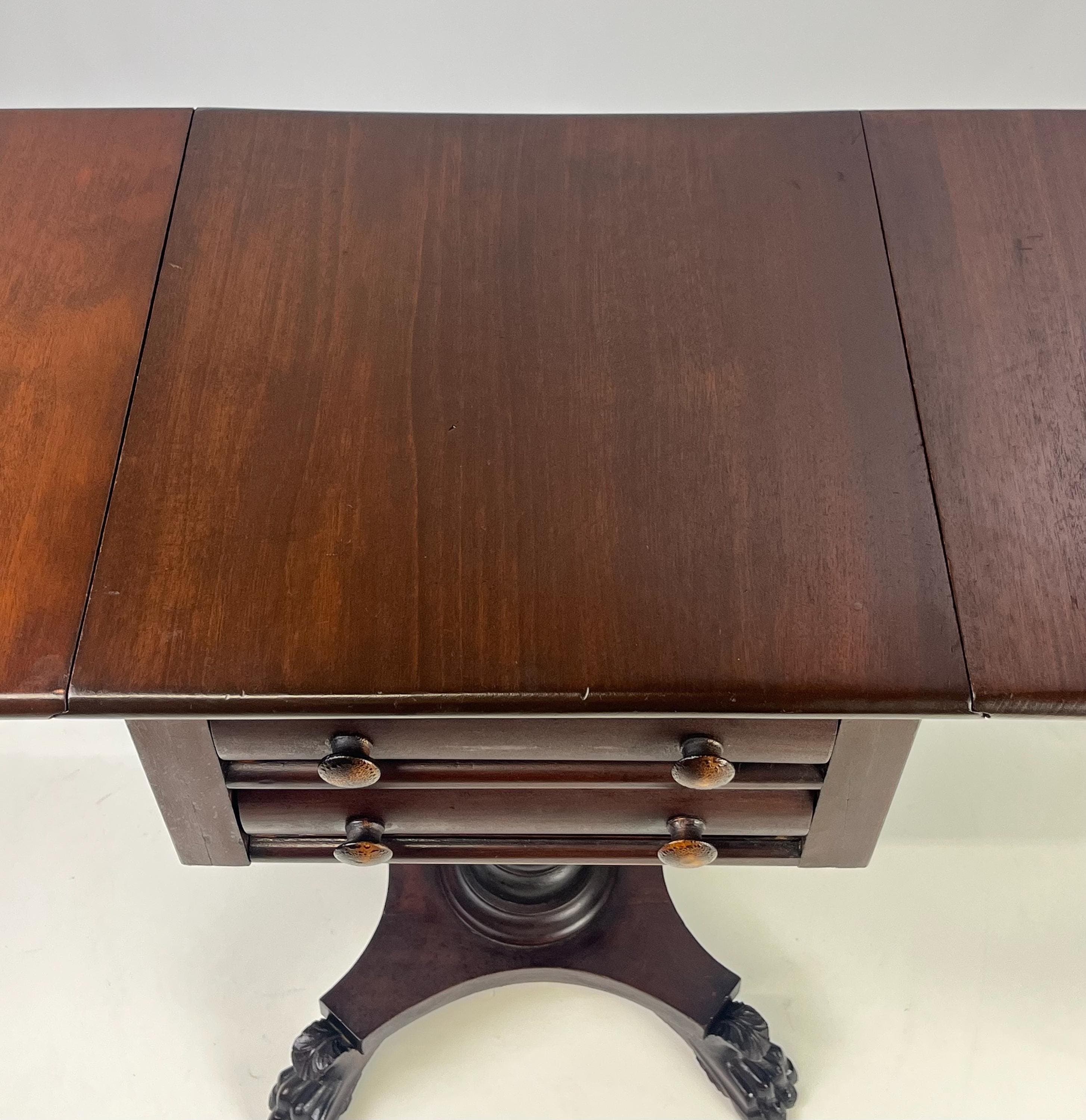 19th Century Empire Style Mahogany Drop-Leaf Work Table or Side Table - Thumbnail 13
