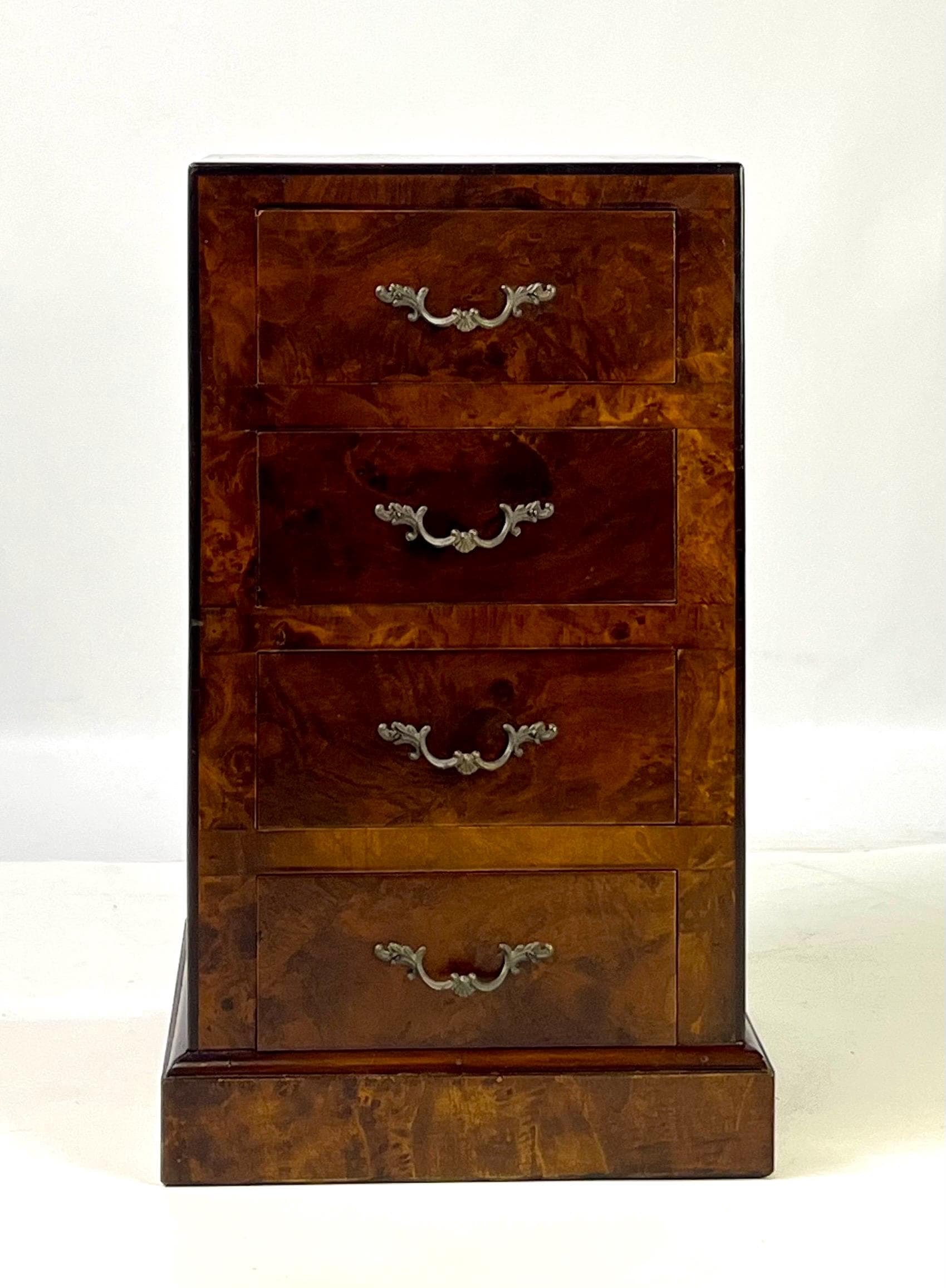 Vintage Italian Burl Wood 4-Drawer Nightstand or Side Chest - Thumbnail 3