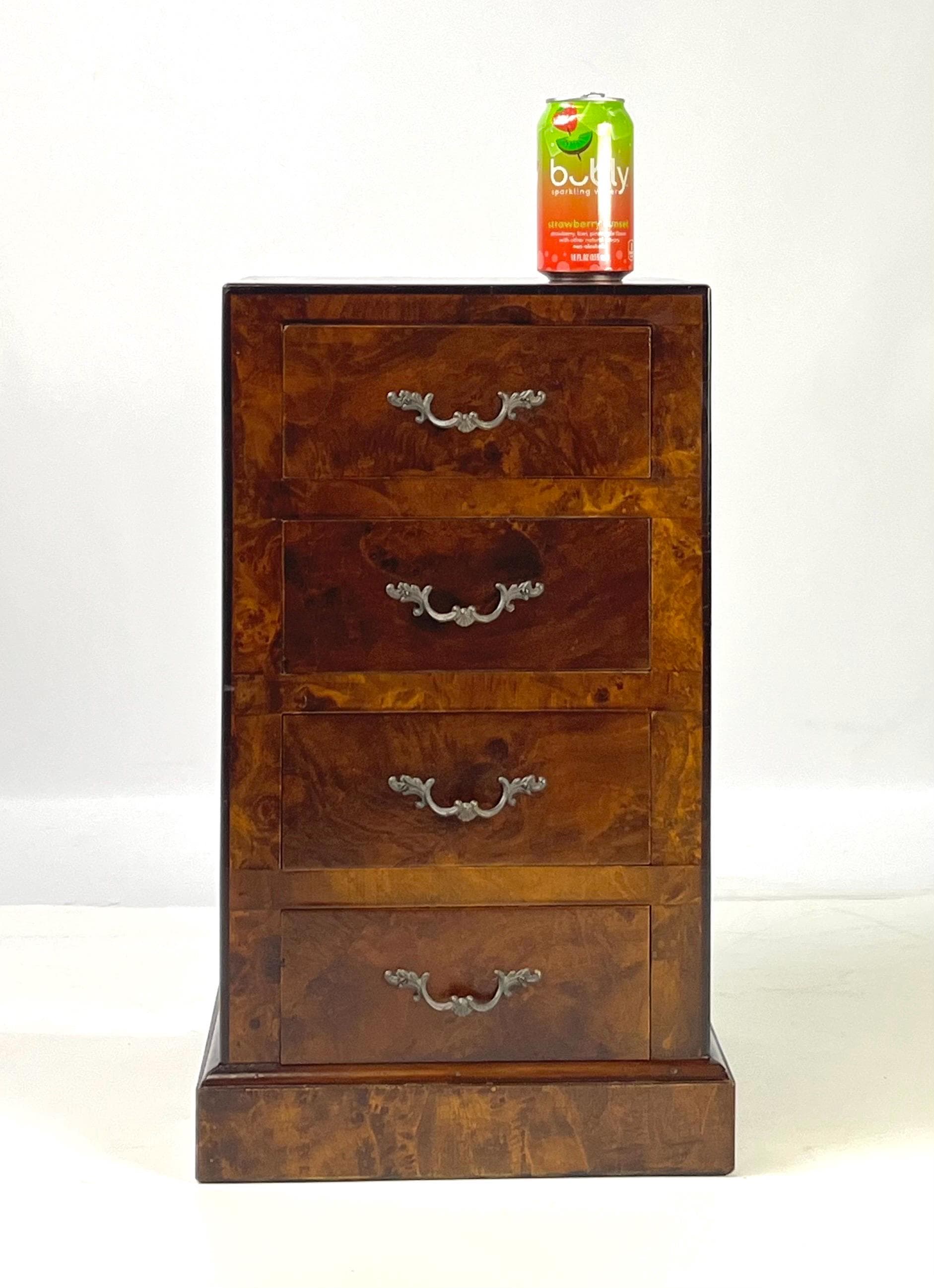 Vintage Italian Burl Wood 4-Drawer Nightstand or Side Chest - Thumbnail 14