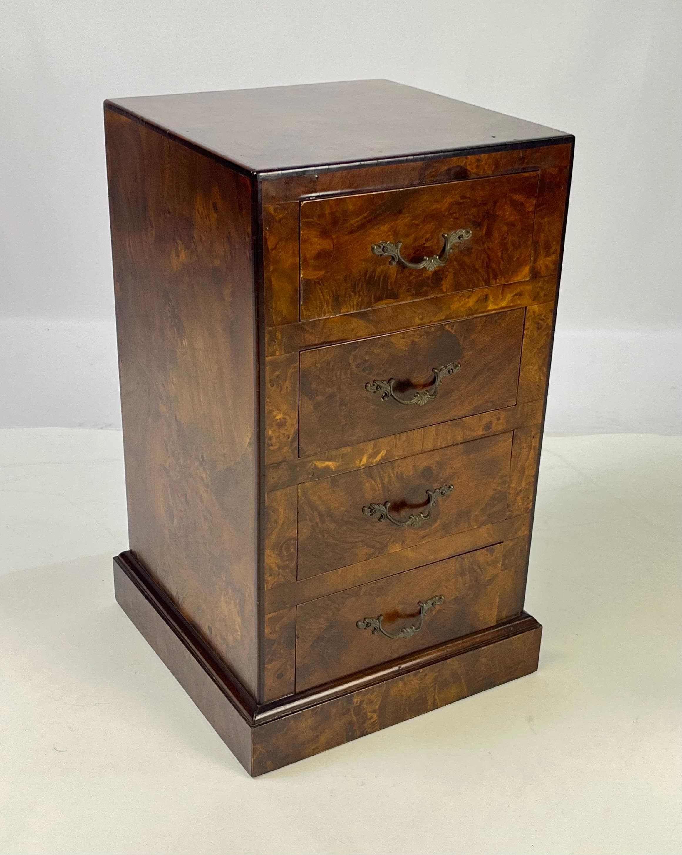 Vintage Italian Burl Wood 4-Drawer Nightstand or Side Chest - Thumbnail 9