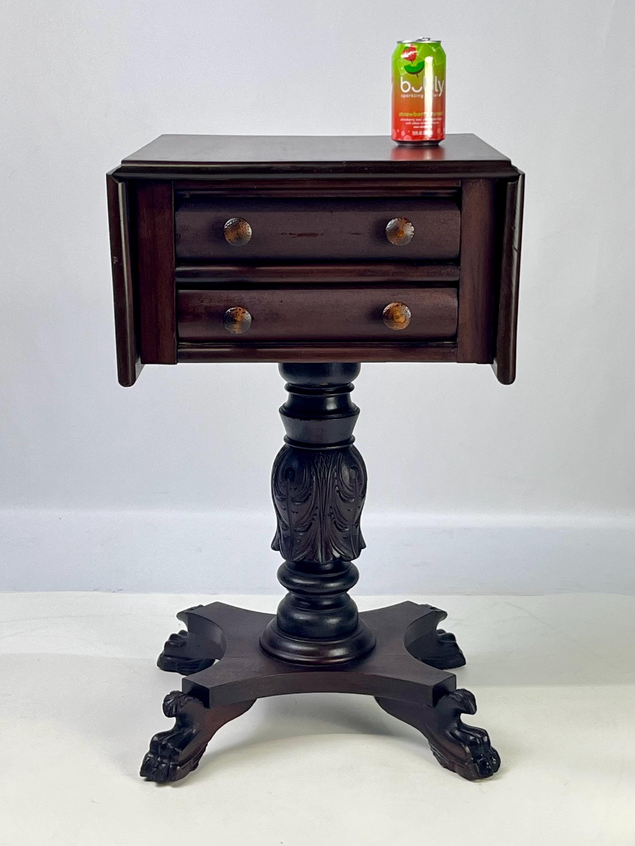 19th Century Empire Style Mahogany Drop-Leaf Work Table or Side Table - Thumbnail 19