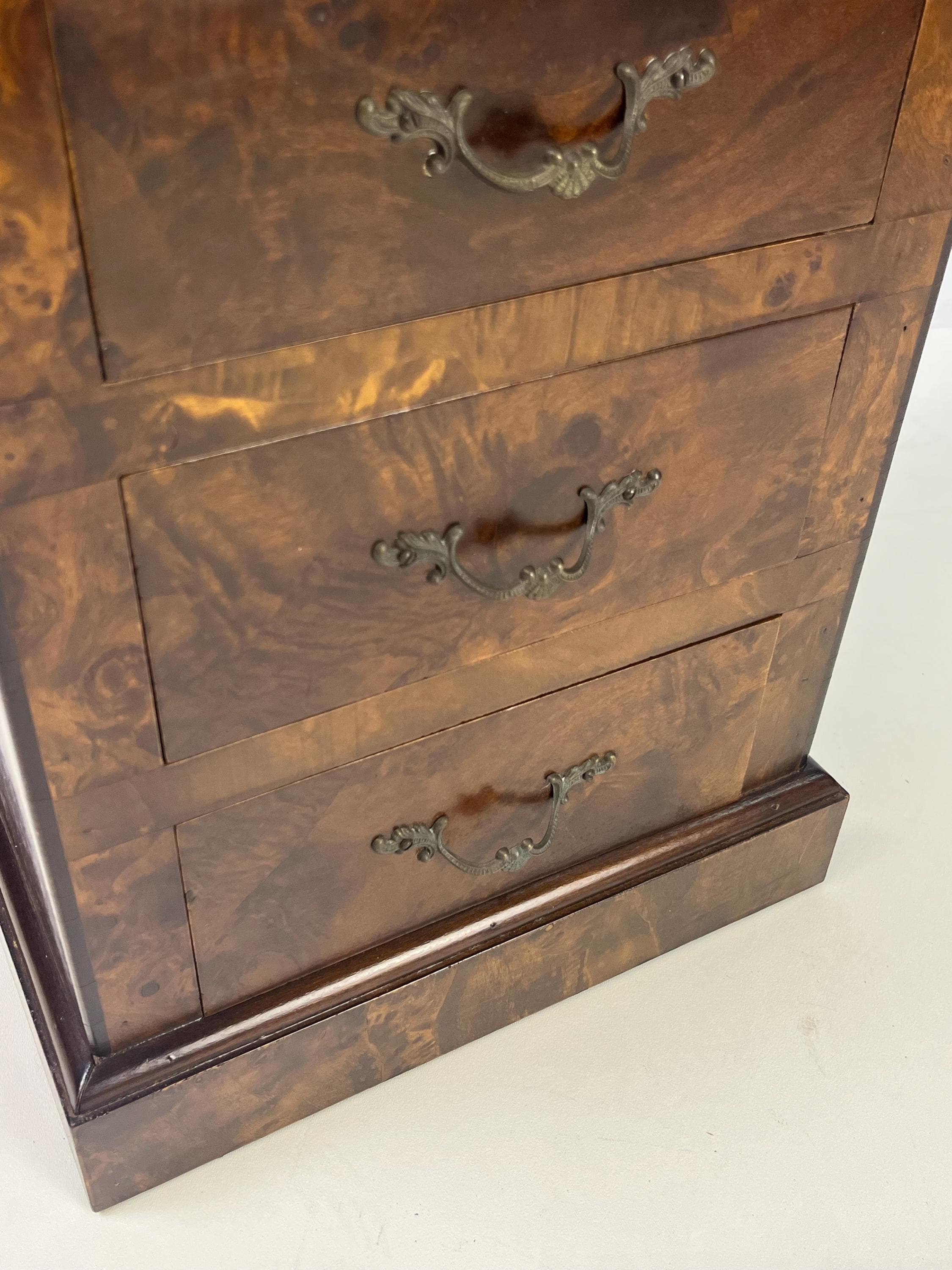 Vintage Italian Burl Wood 4-Drawer Nightstand or Side Chest - Thumbnail 11