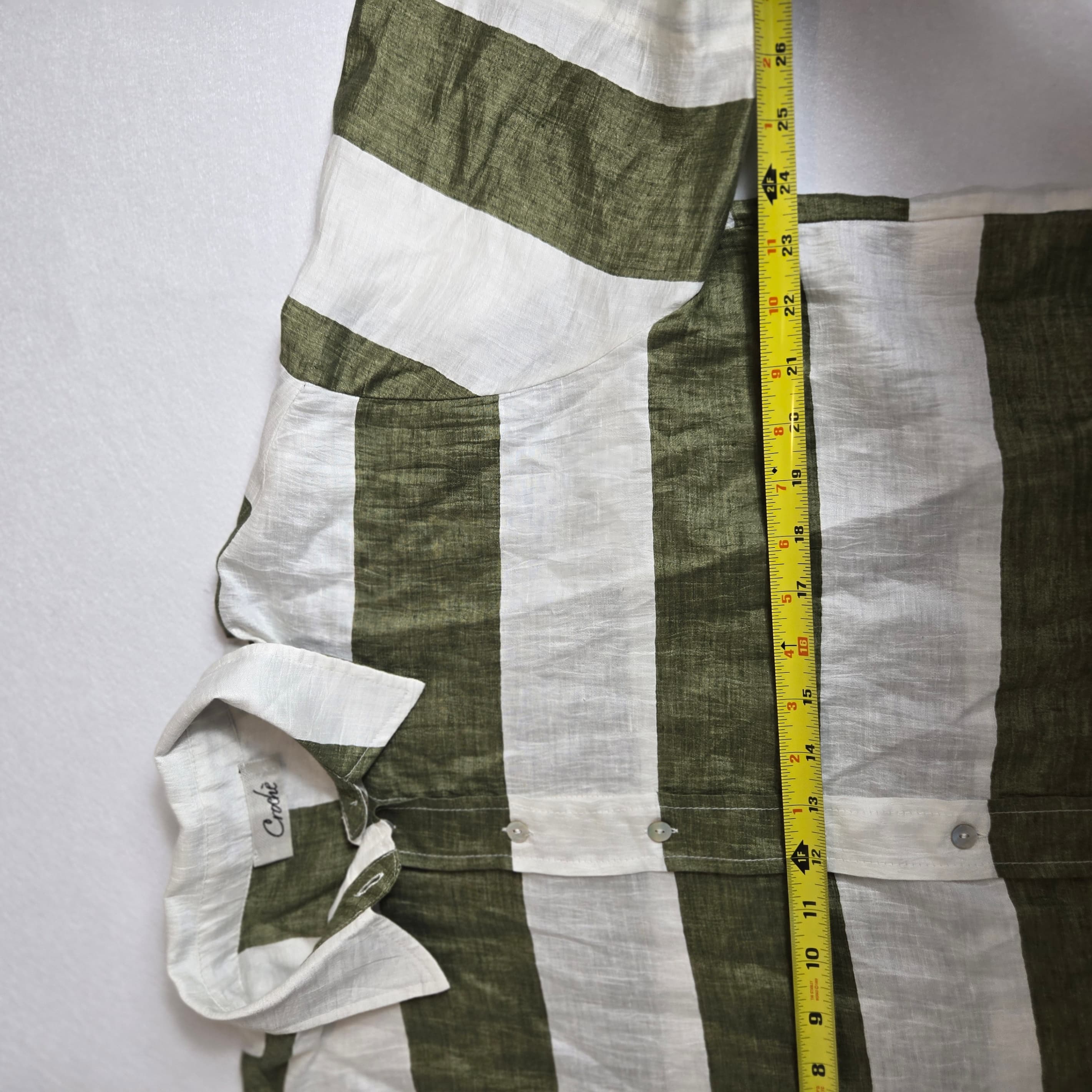 Crochè Striped Linen Blend Shirt Size M - Thumbnail 2