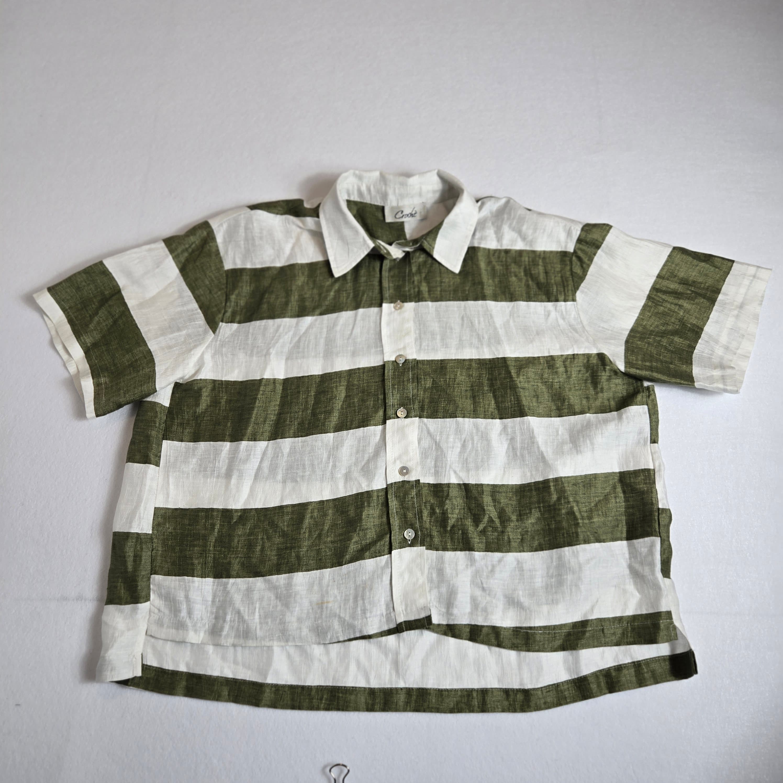 Crochè Striped Linen Blend Shirt Size M - Thumbnail 6