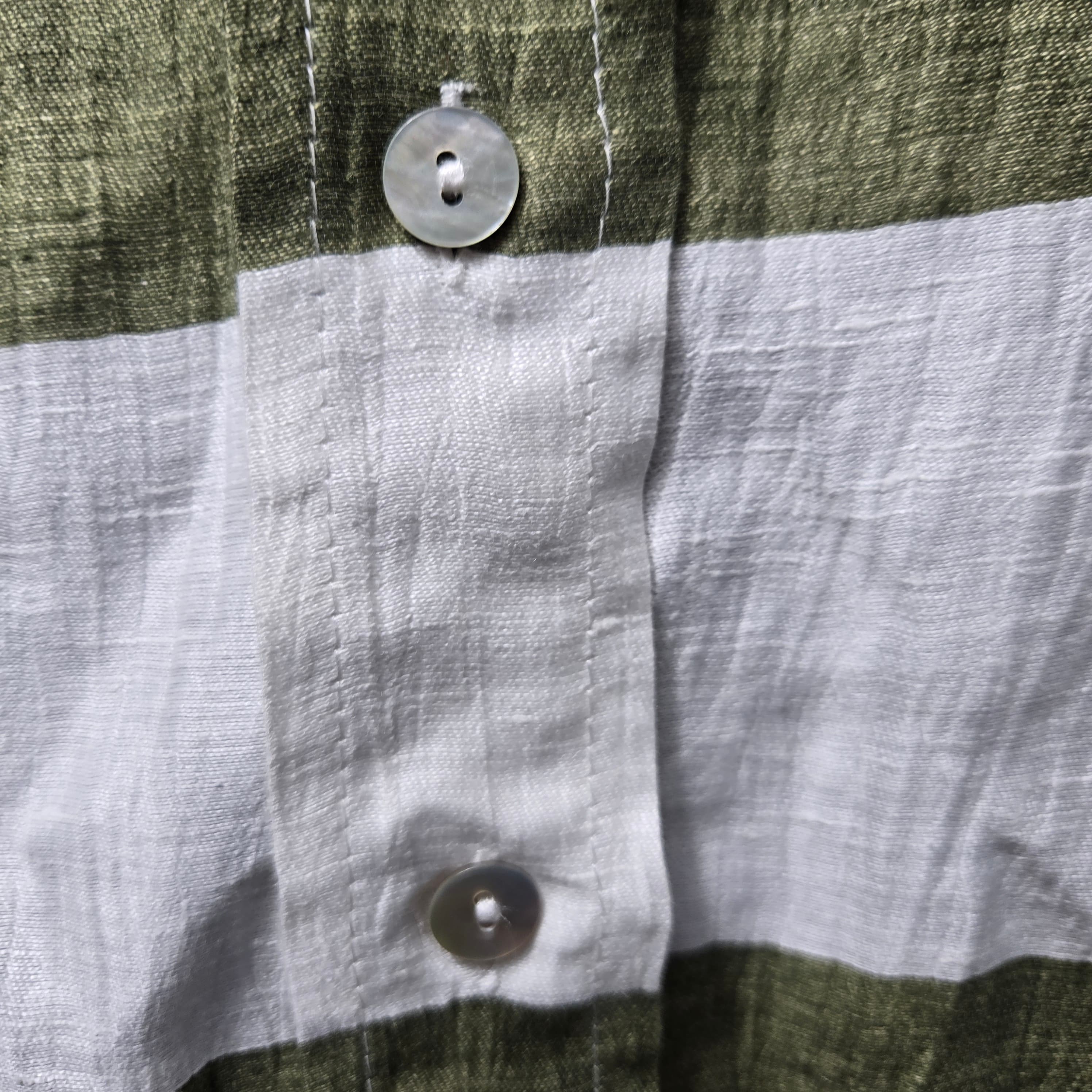 Crochè Striped Linen Blend Shirt Size M - Thumbnail 7