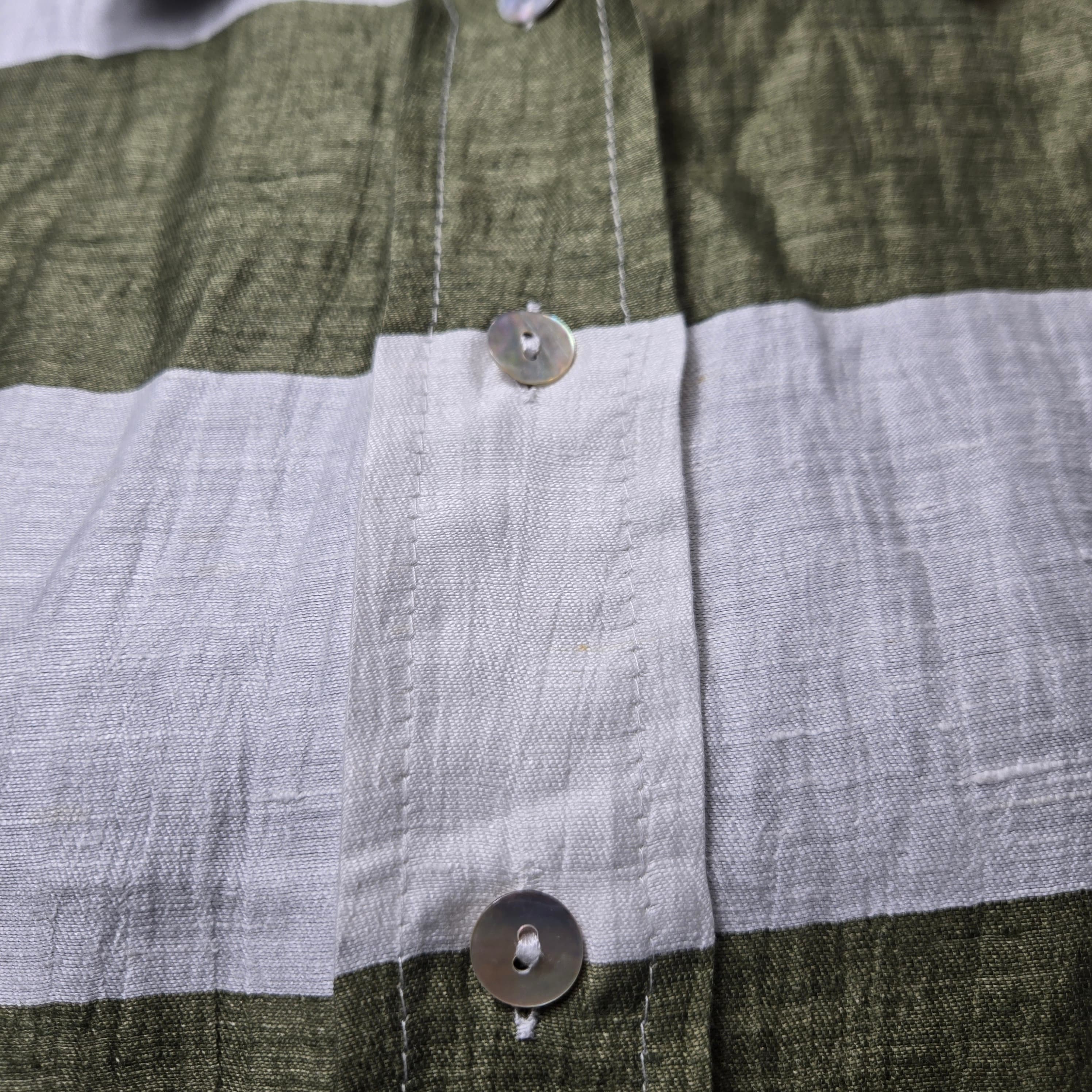 Crochè Striped Linen Blend Shirt Size M - Thumbnail 9