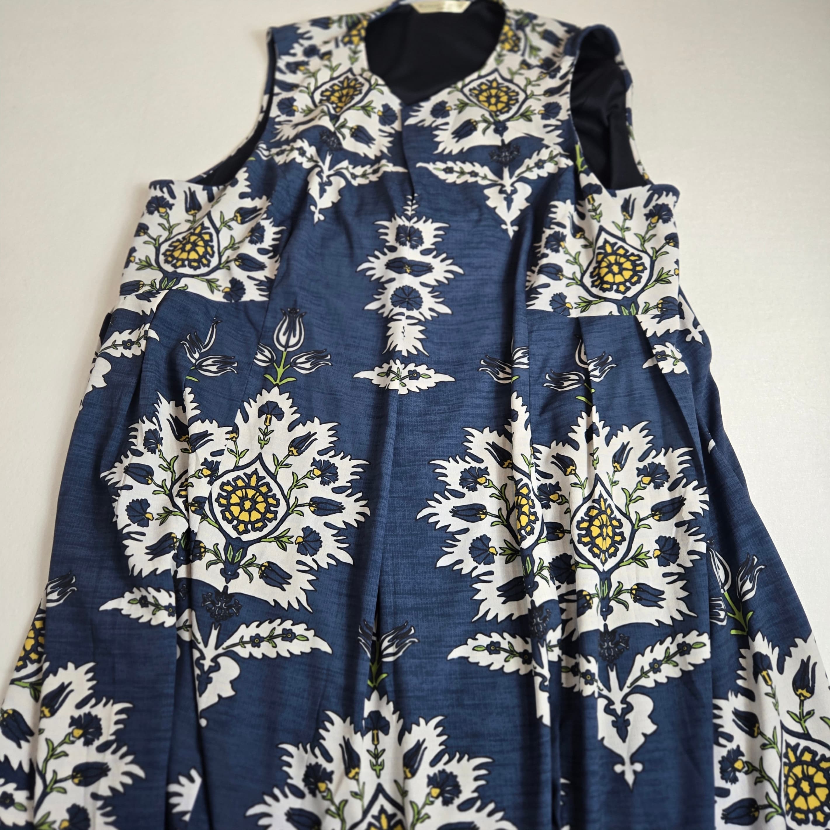 Floral Sleeveless Maxi Dress Blue White - Thumbnail 5